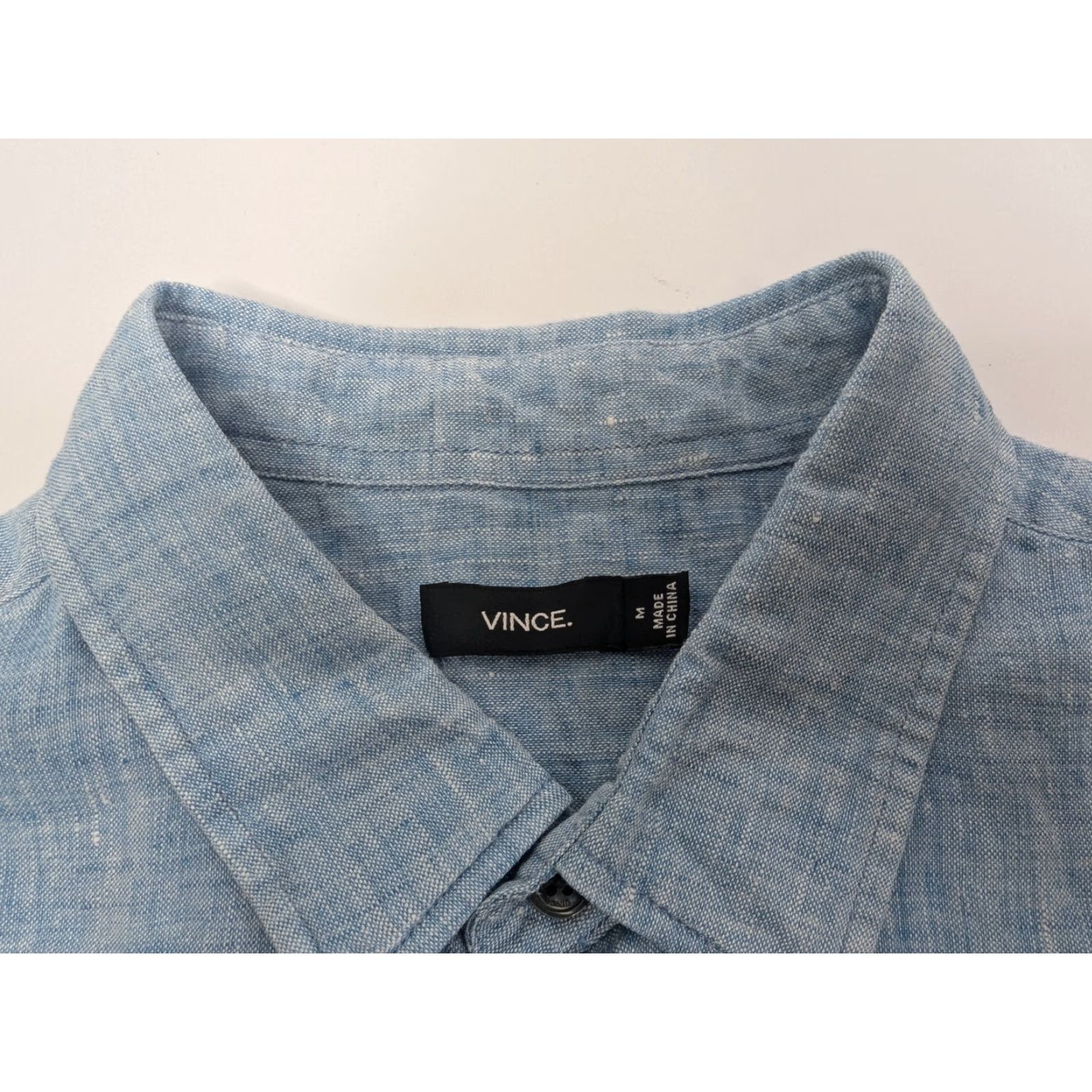 Vince Vince Shirt Mens Size Medium Blue Linen Short Sleeve Button-Up Casual Workwear All Seasons Size US M / EU 48-50 / 2 - 6 Thumbnail