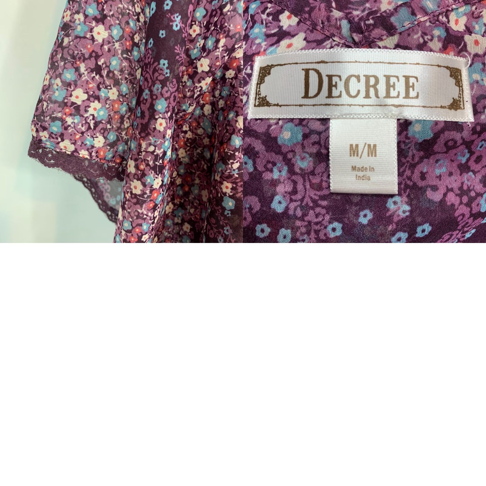 Decree Decree Blouse Shirt Tunic Womens M Floral Sheer Butterfly Sleeves Multicolor Dolman Sleeve Casual Knit Polyester Top Size M / US 6-8 / IT 42-44 - 8 Thumbnail