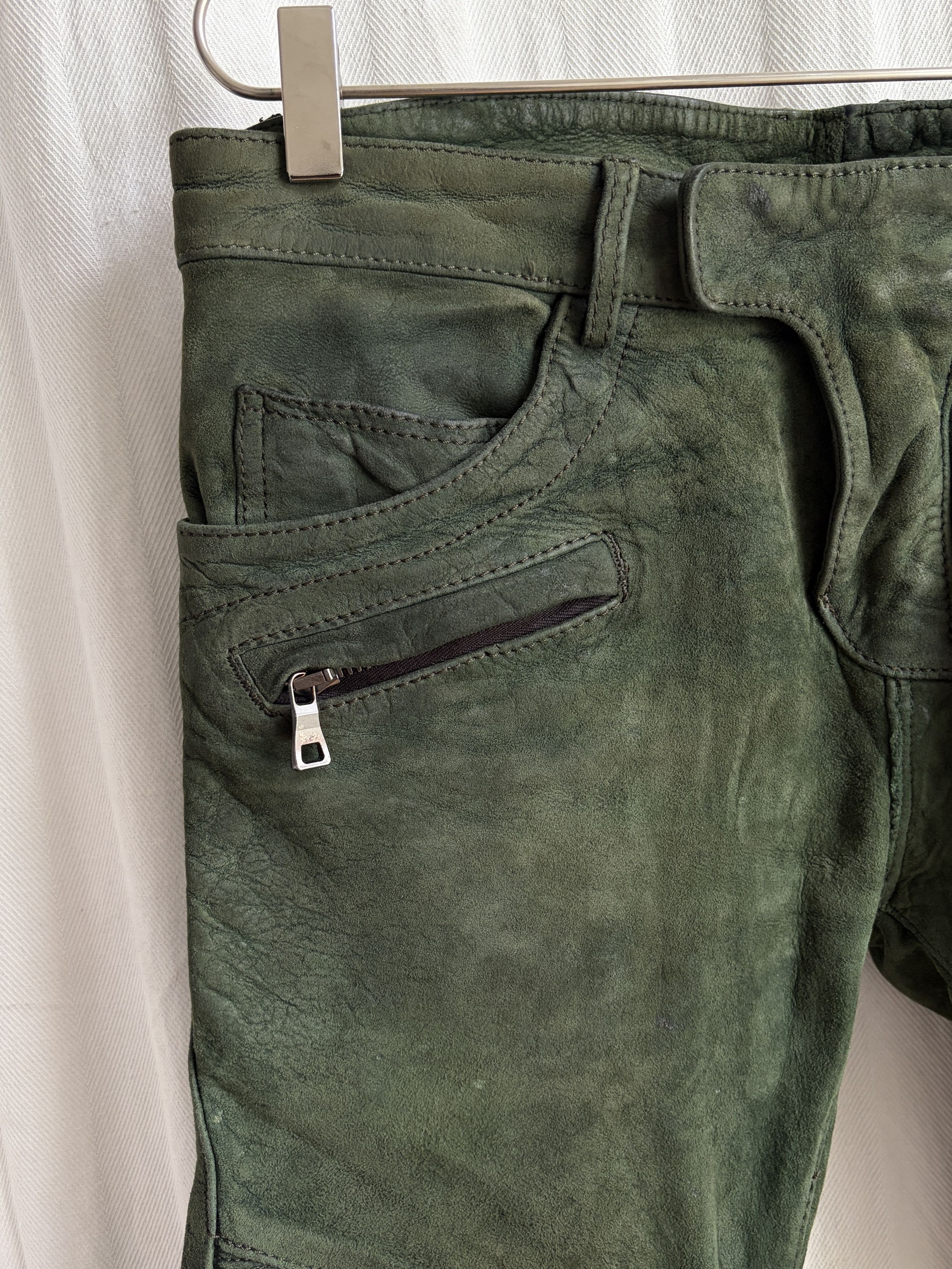 Balmain AW12 Forest Green Suede Biker Pants Size US 30 / EU 46 - 3 Thumbnail