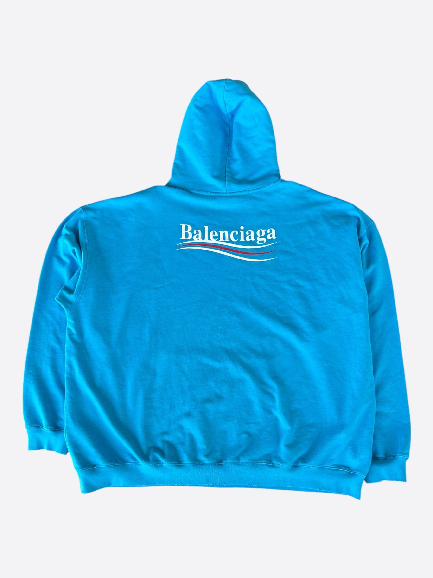 Balenciaga Balenciaga Blue & White Campaign Logo Hoodie Size US XXL / EU 58 / 5 - 2 Thumbnail