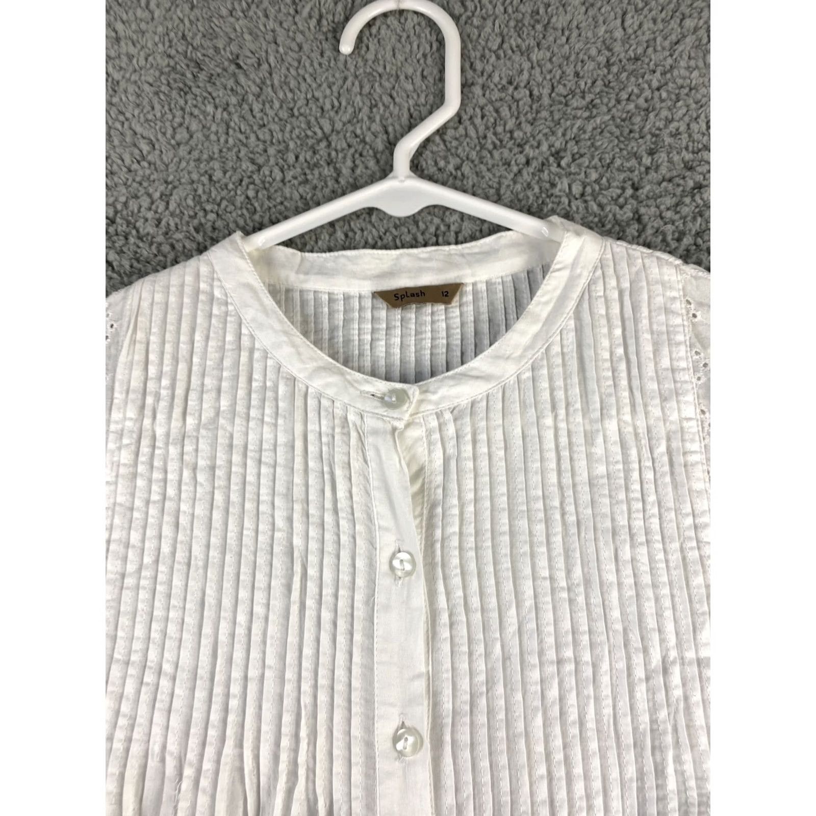 Vintage Splash Shirt Dress Women’s Size 12 Tunic Top Blouse / 34-33 White Cotton Splash Ladies Classic Blouse Shirt Size XL / US 12-14 / IT 48-50 - 4 Thumbnail