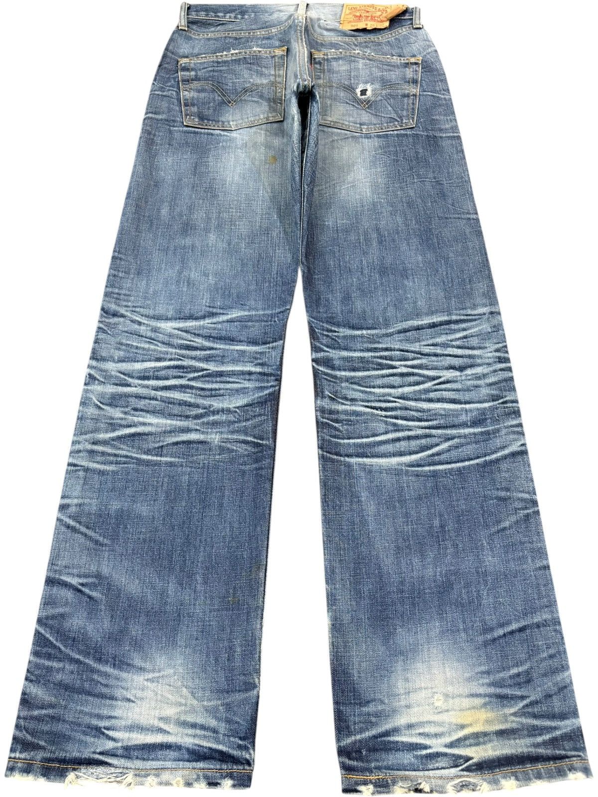 Levi's Vintage 90s Levis 501 Whisker Honeycomb Distress Loose Jeans Size US 28 / EU 44 - 2 Thumbnail