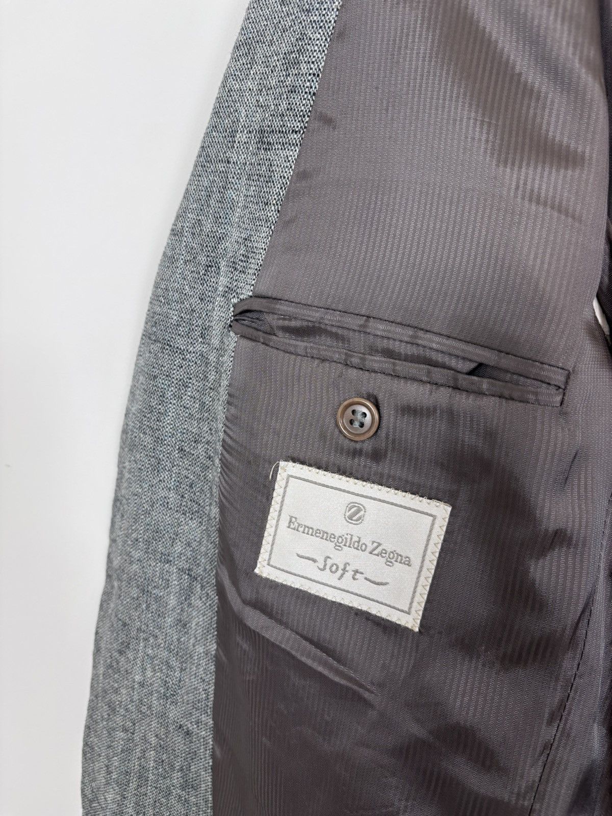 Ermenegildo Zegna Ermenegildo Zegna Soft Grey Textured Silk Blazer Jacket Size 44R - 18 Thumbnail