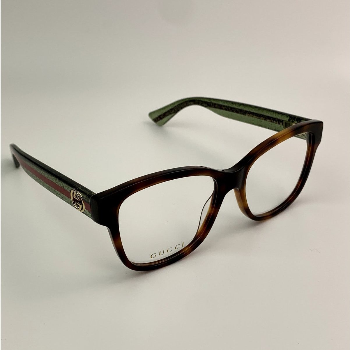 Gucci NEW Gucci GG0038ON 002 Havana Green Transparent Women Size ONE SIZE - 4 Thumbnail