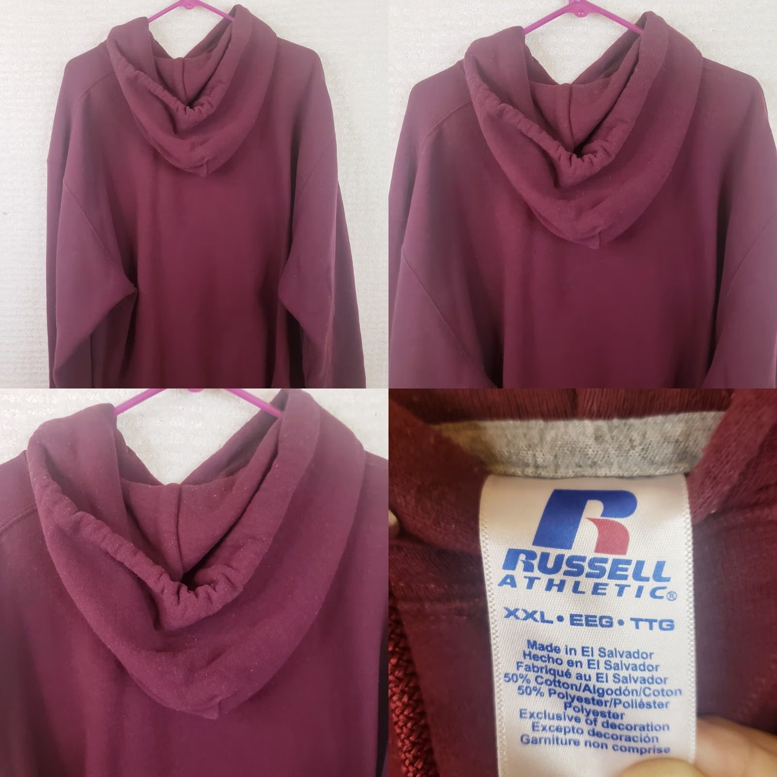 Russell Athletic VINTAGE Russell Athletic Hoodie Men 2XL Maroon Jersey Grunge 90s Pockets Pullover Size US XXL / EU 58 / 5 - 8 Thumbnail