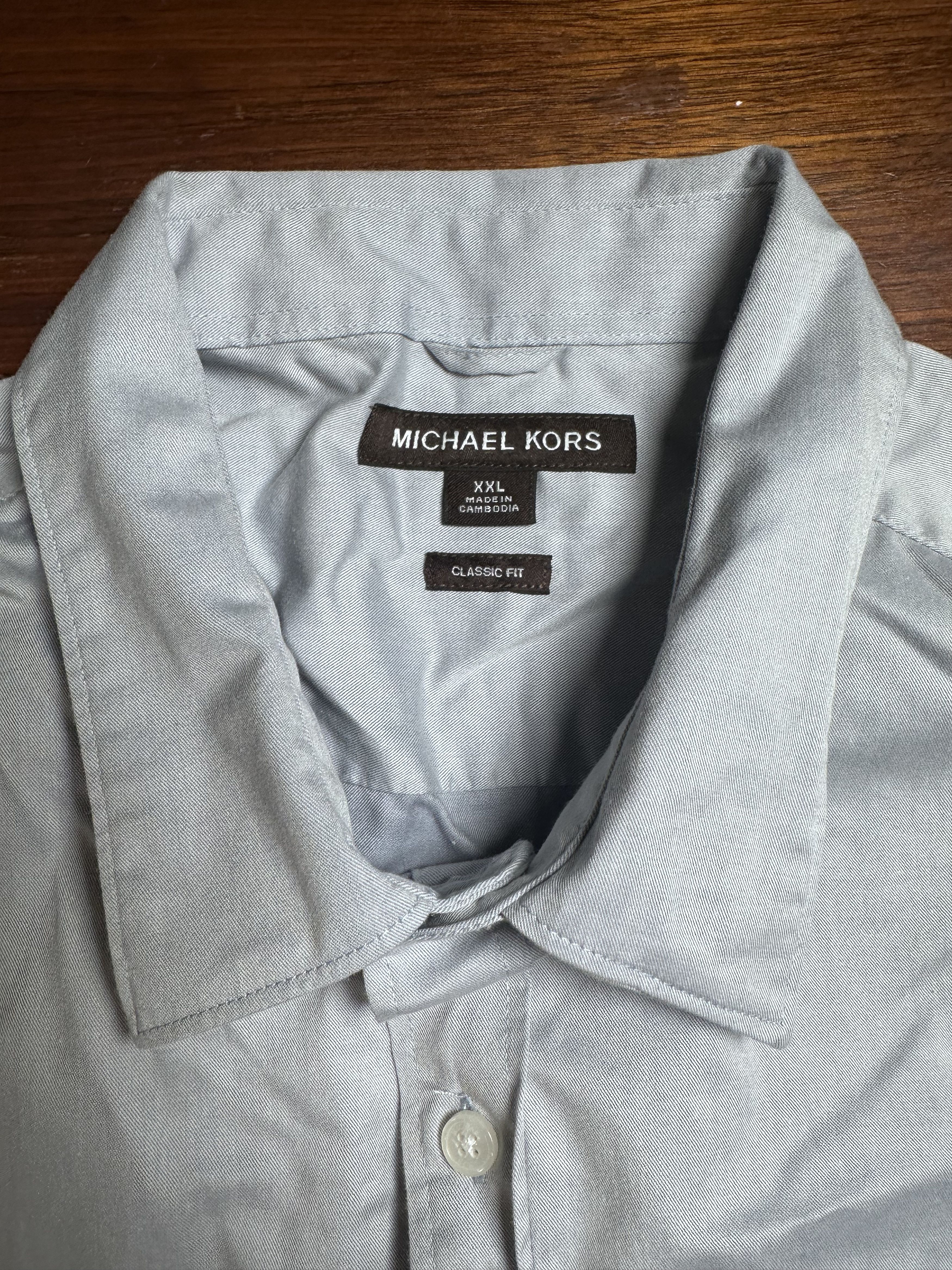 Michael Kors Michael Kors Classic Fit Cotton Button Down Shirt Blue XXL Size US XXL / EU 58 / 5 - 4 Thumbnail