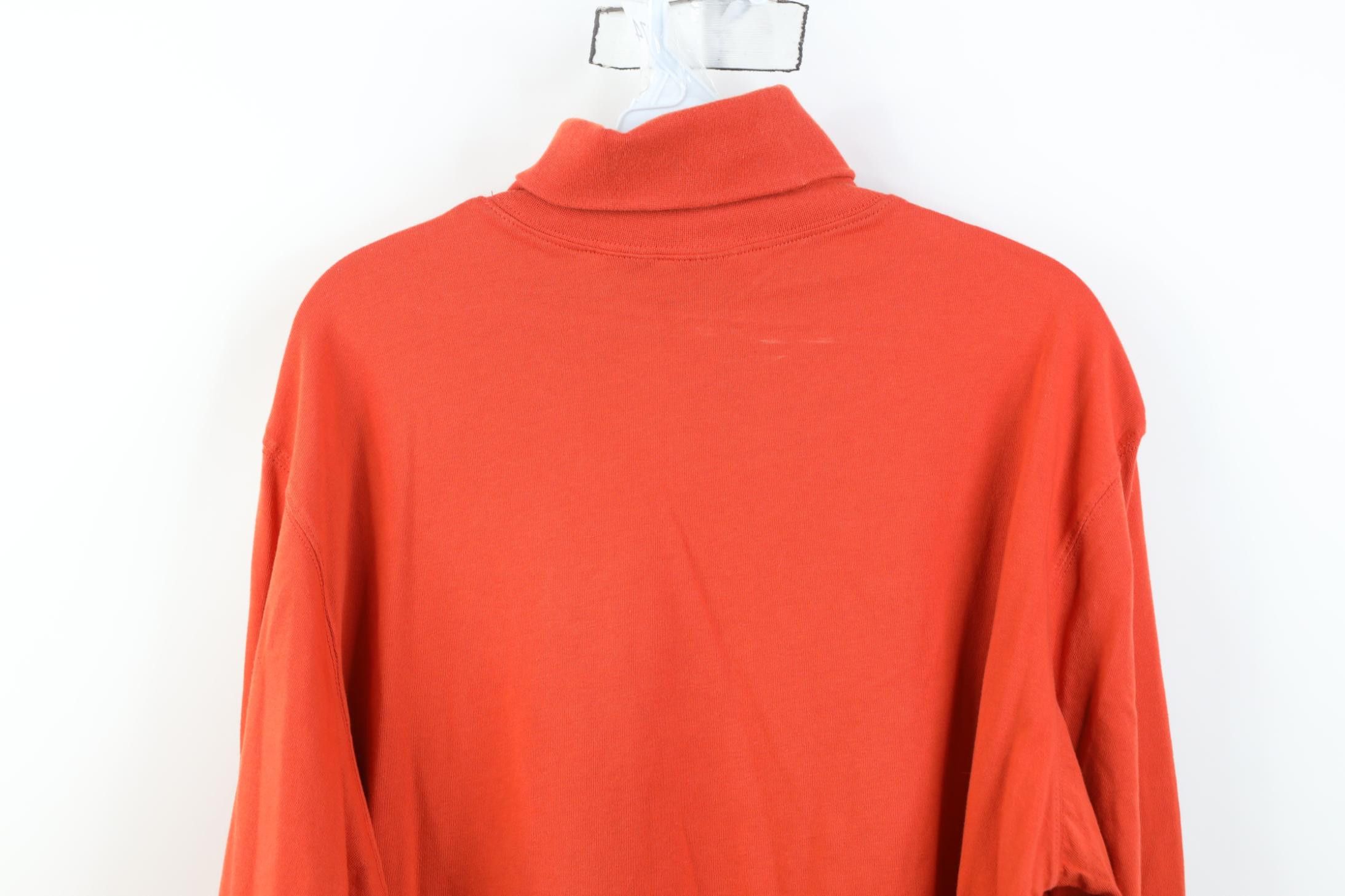 Vintage Vintage 90s Streetwear Cotton Knit Turtleneck T-Shirt Orange Size US L / EU 52-54 / 3 - 11 Thumbnail