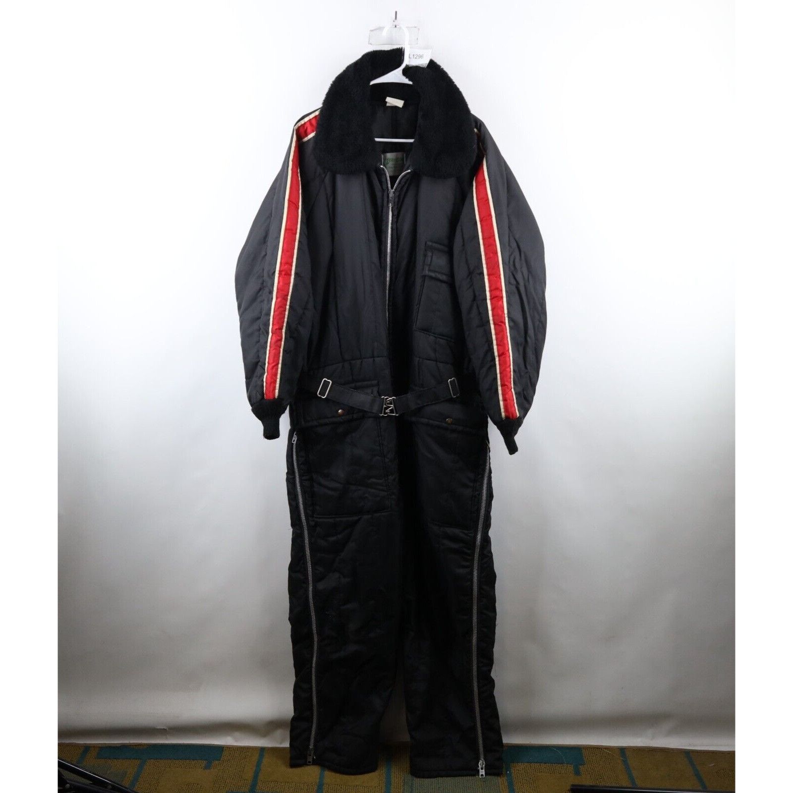 image of Vintage 70's Streetwear Distressed Belted One Piece Snow Suit in Black, Men's (Size XL)