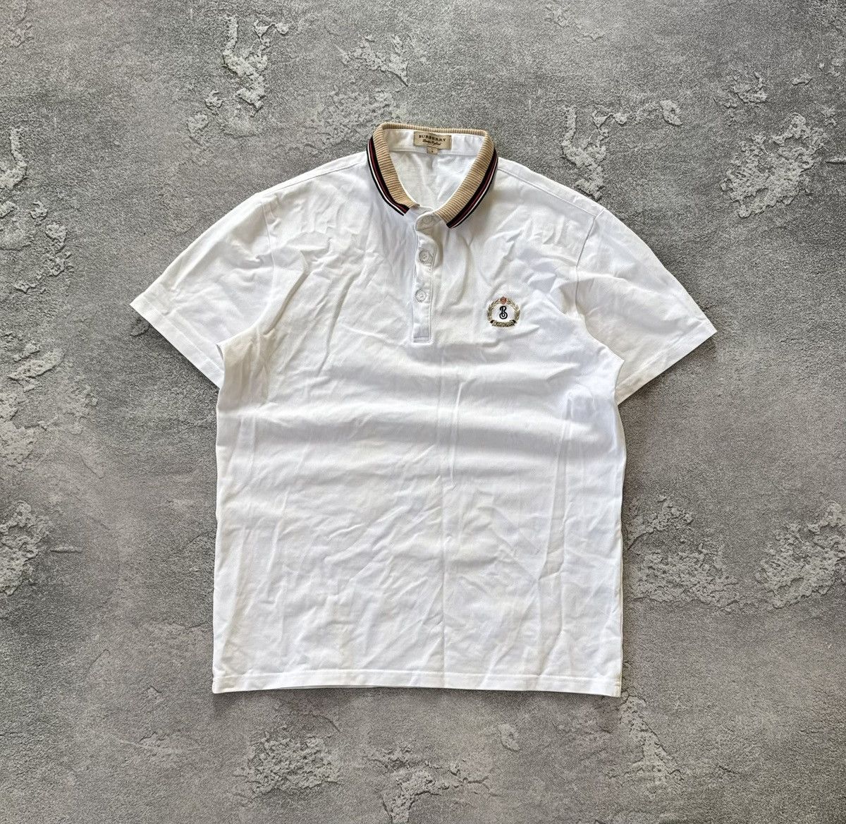 Burberry × Designer Burberry L white polo tee T-shirt old money Size US L / EU 52-54 / 3 - 4 Thumbnail