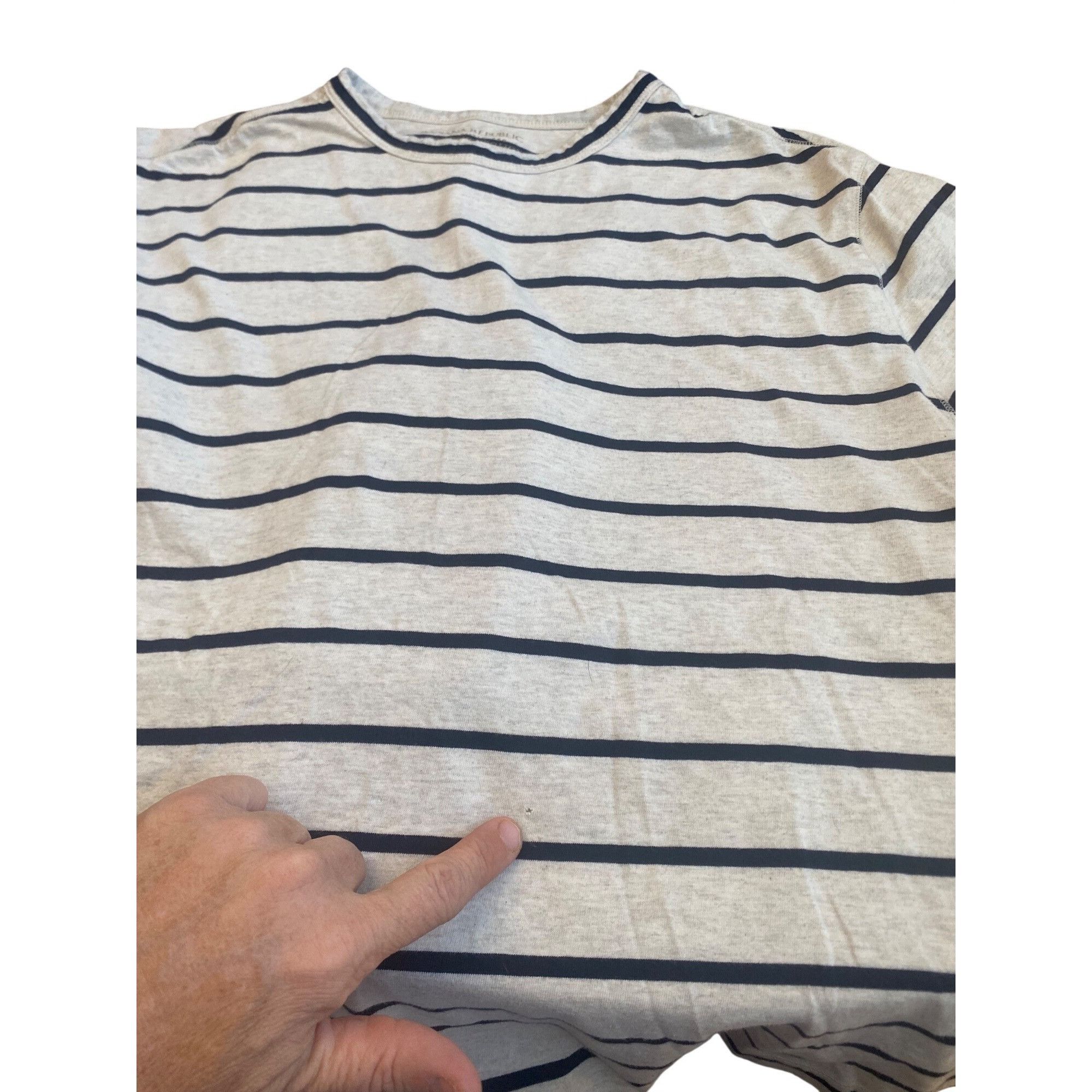 Banana Republic Banana Republic Striped Beige & Navy Supima Cotton T-Shirt X Size US XL / EU 56 / 4 - 8 Thumbnail