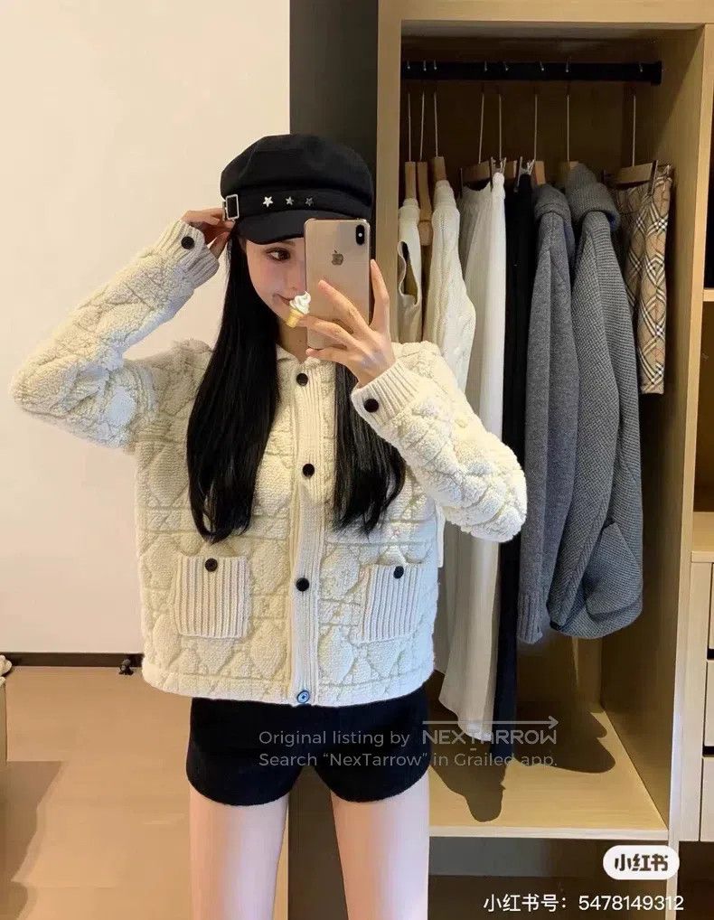 Dior Dior 24 autumn and winter diamond plaid lamb wool coat Size XS / US 0-2 / IT 36-38 - 8 Thumbnail