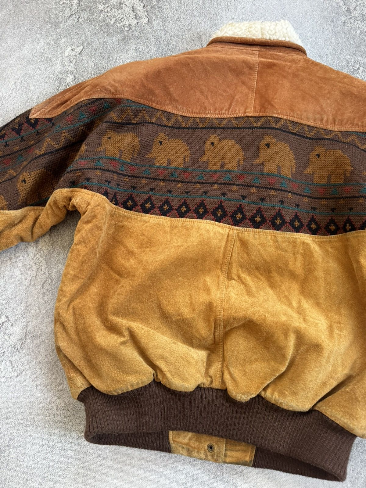 Cowboy Equipment Western Aztec suede leather retro lined bomber jacket 90s Size US S / EU 44-46 / 1 - 16 Thumbnail