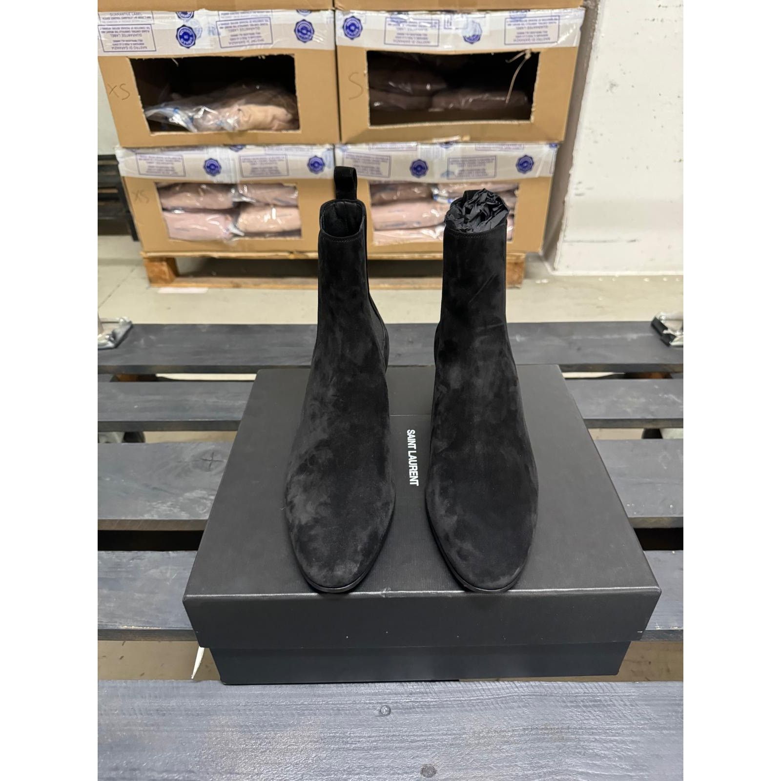 Saint Laurent Paris o1alsimx924 507708 Suede Chelsea Boots in Black Size US 12 / EU 45 - 6 Thumbnail