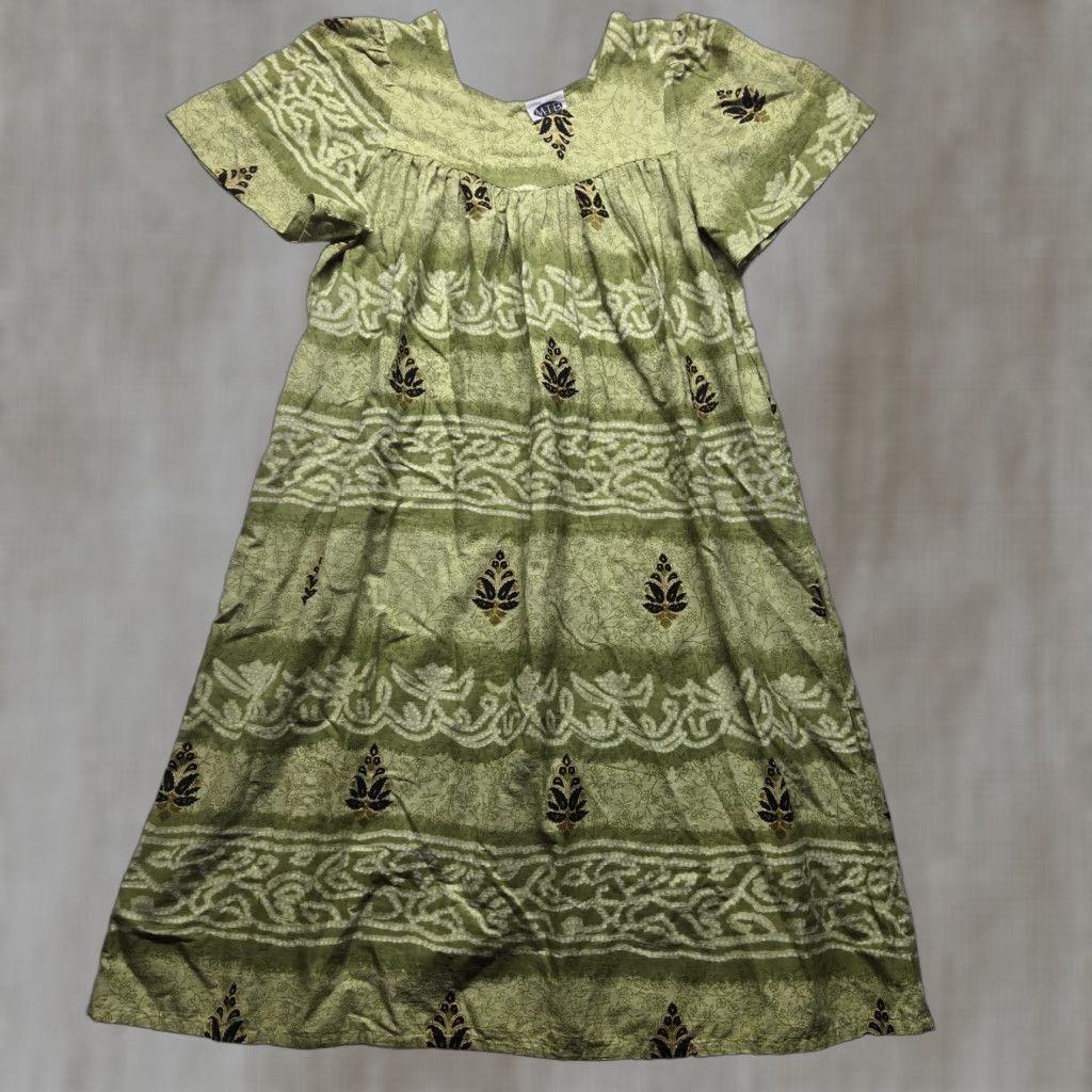 Vintage VINTAGE Meant to Be Floral Green Shift Dress Short Sleeve Pockets Adult Women's L Size 36" / US 14 / IT 50 - 1 Thumbnail