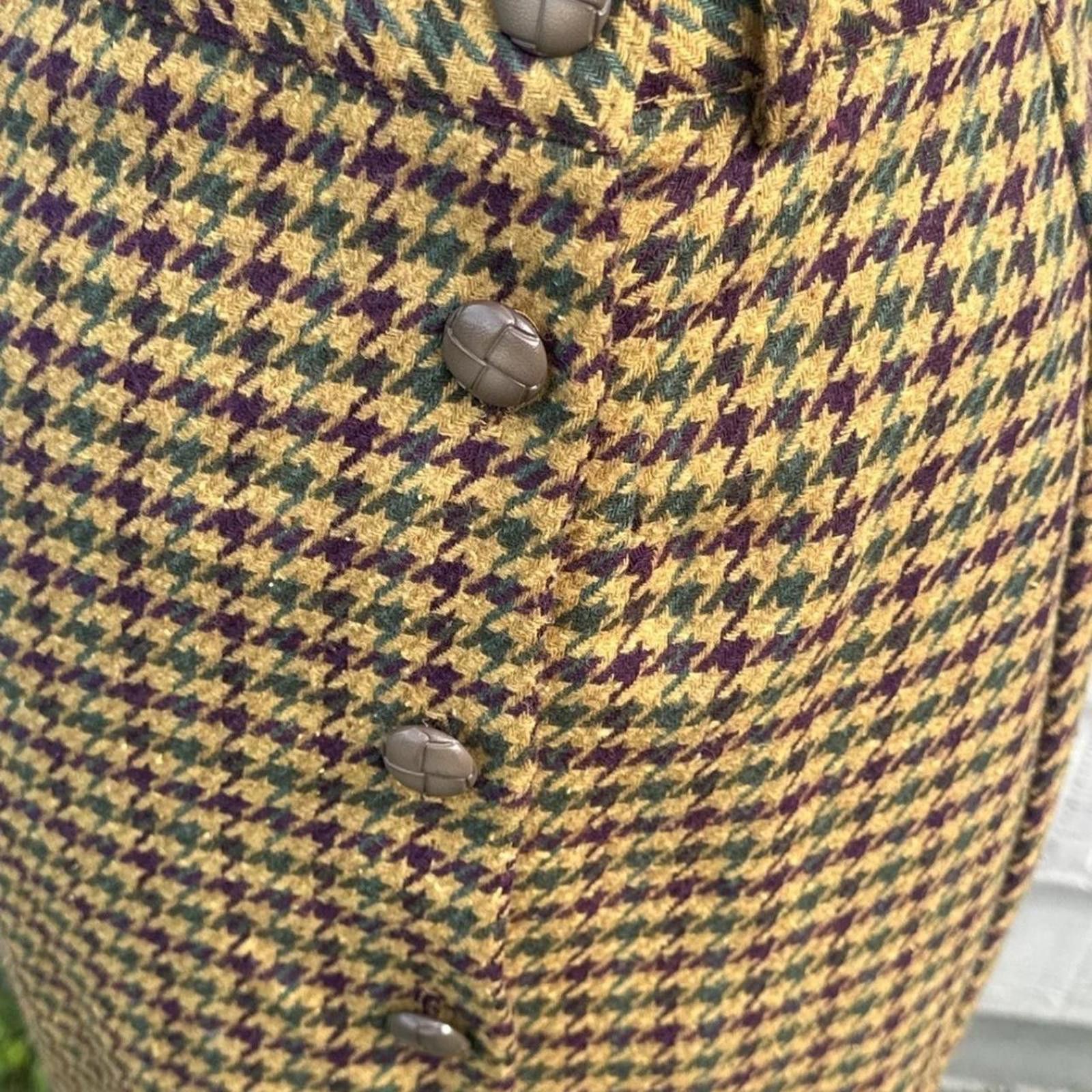 Other Retro yellow and purple plaid midi skirt #plaid vintage Size 28" / US 6 / IT 42 - 2 Thumbnail