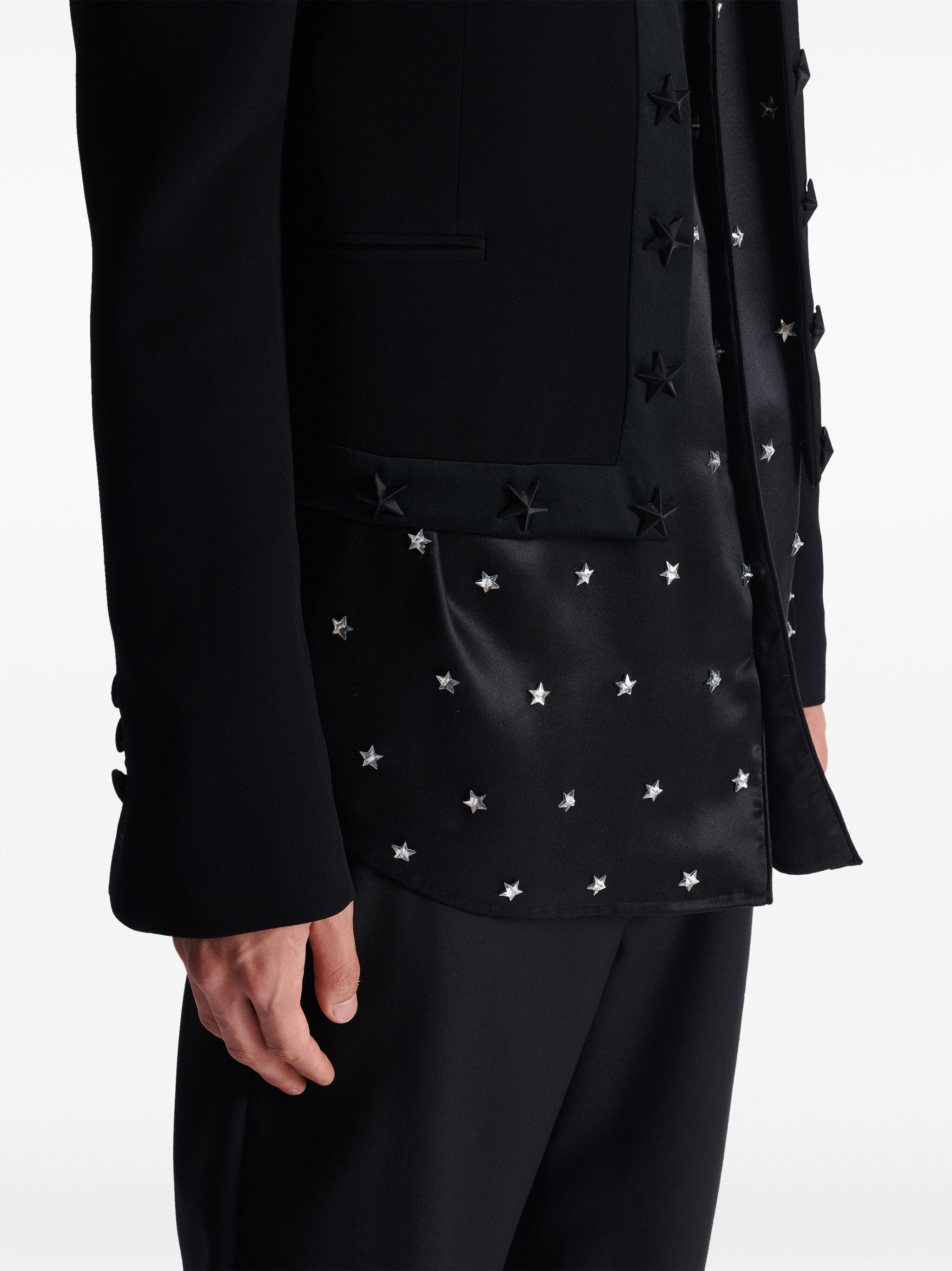 Balmain o1s1wg110125 Spencer Star-Embroidered Jacket in Black Size US S / EU 44-46 / 1 - 7 Thumbnail