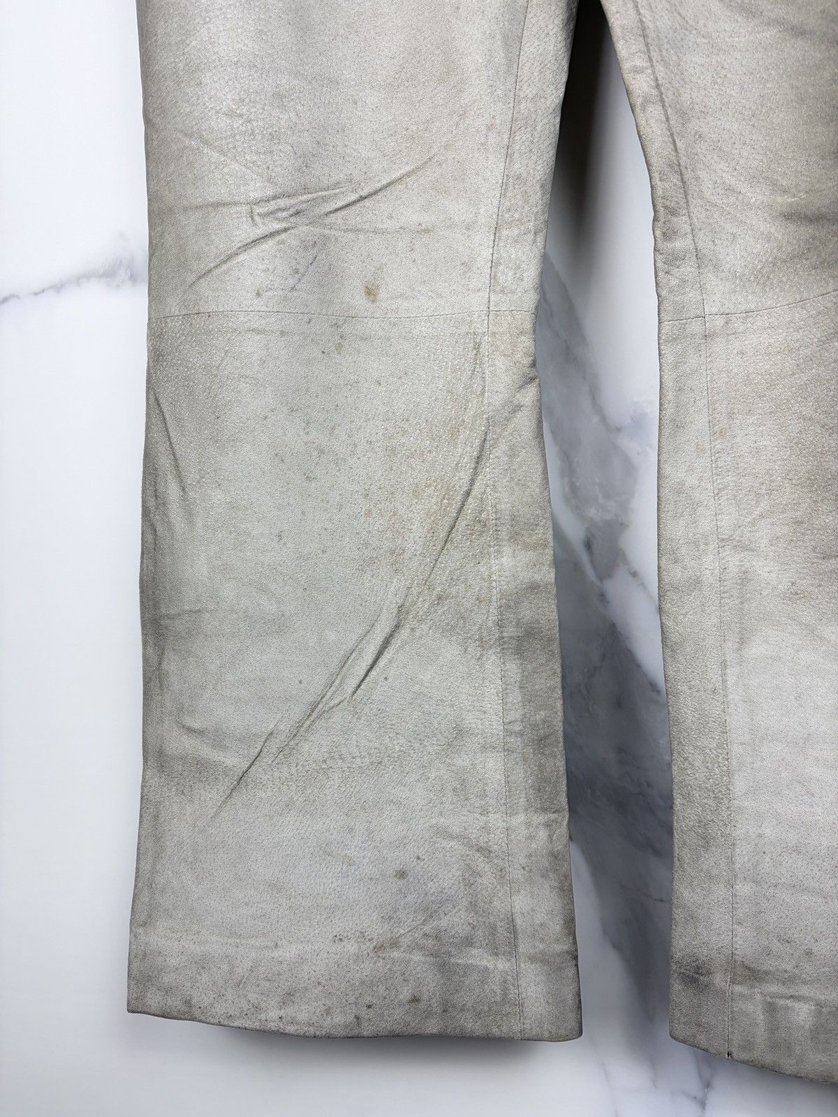 Gucci Gucci Tom Ford Dirty White Flared Leather Pants Thrashed Size US 32 / EU 48 - 5 Thumbnail