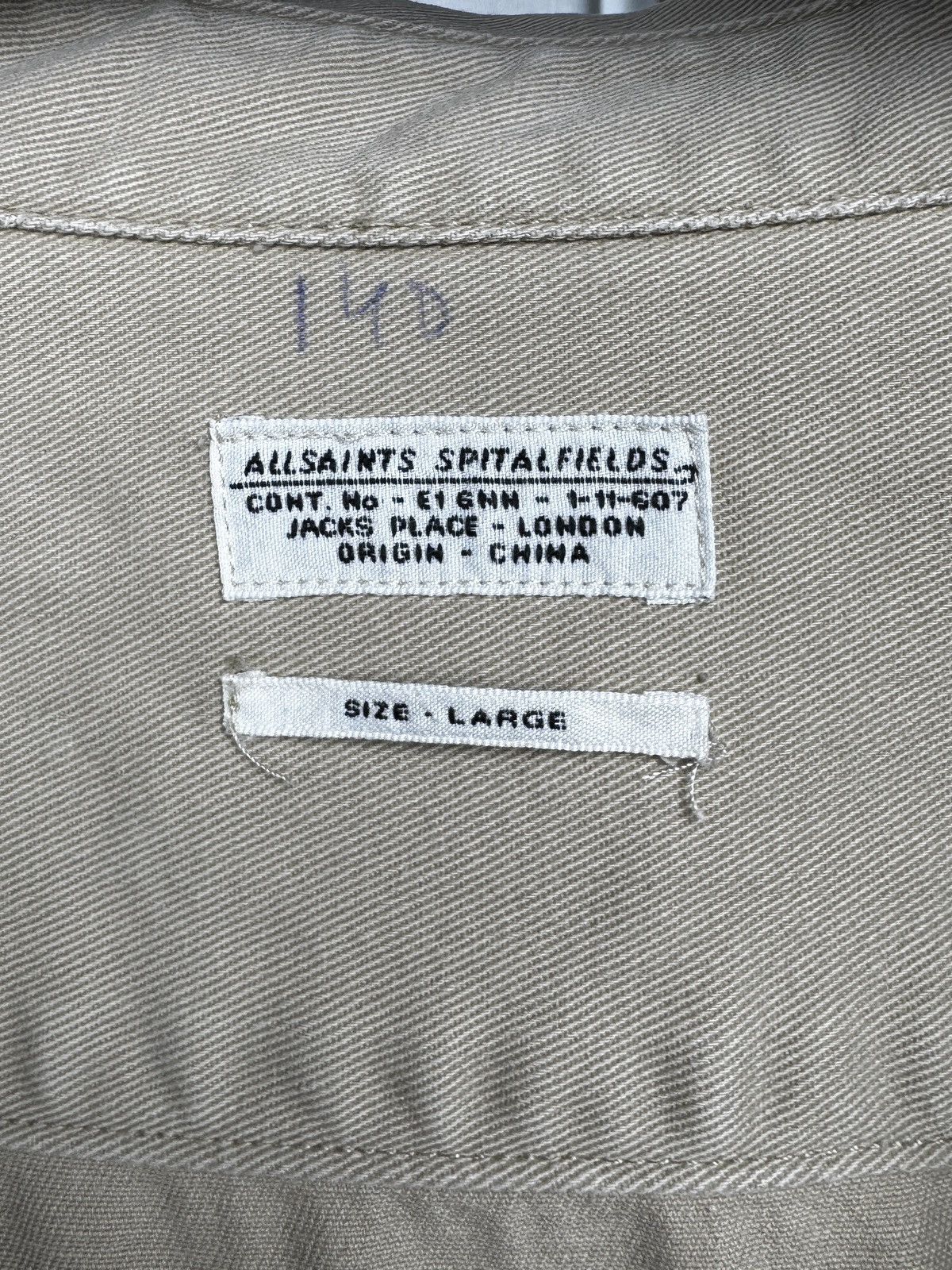 Allsaints Allsaints Spitalfields Cotton Beige Button Up Convoy Shirt L Size US L / EU 52-54 / 3 - 7 Thumbnail
