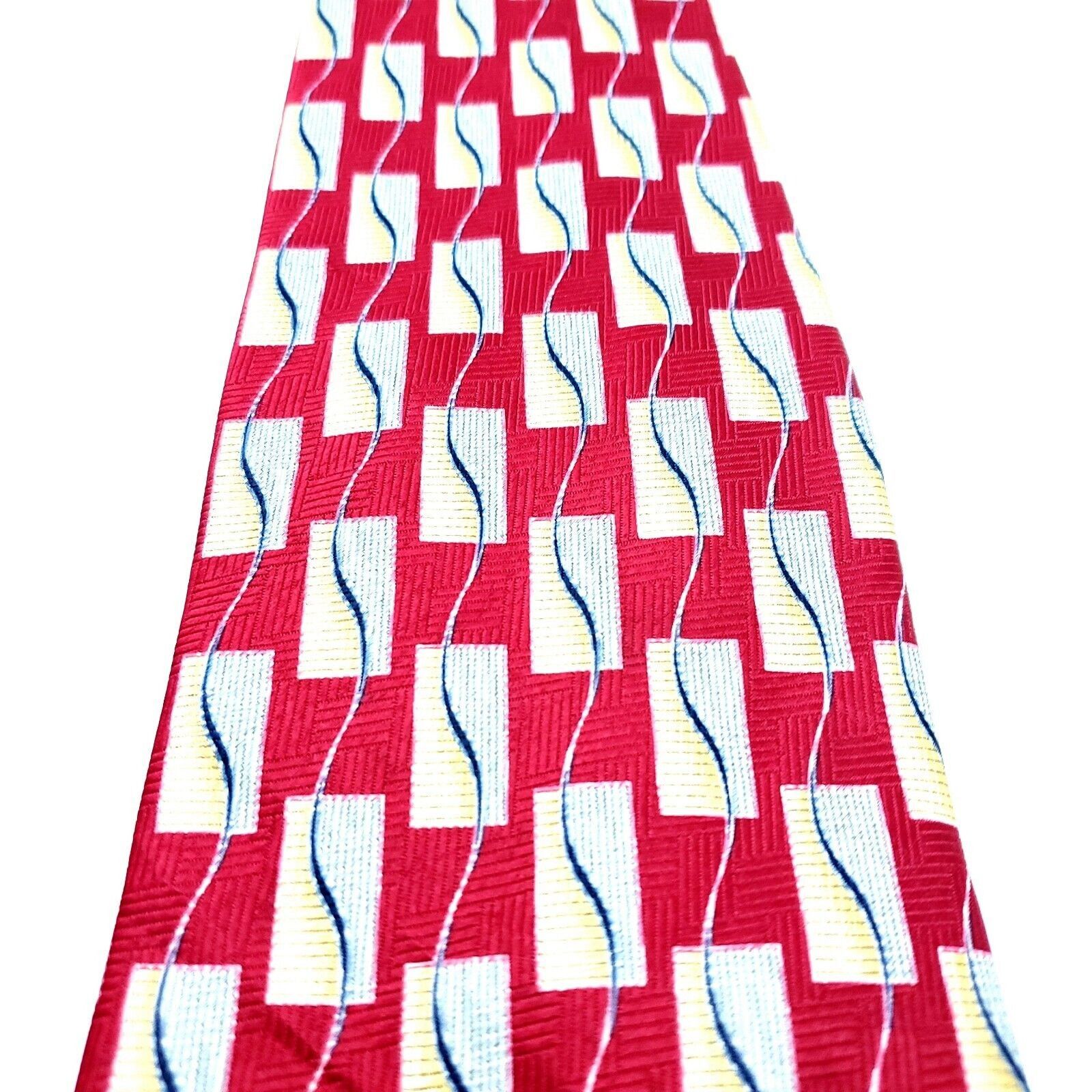 Vintage Renzo Polyester Tie Print Red Geometric Size ONE SIZE - 2 Thumbnail