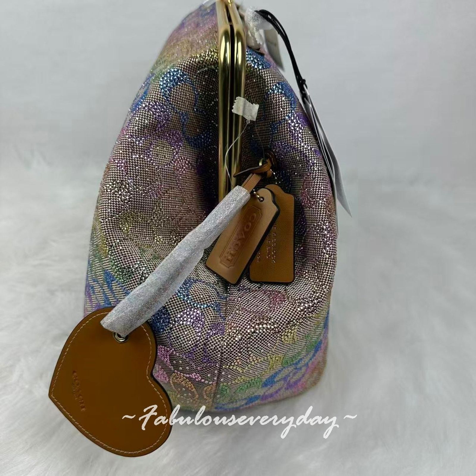 Coach Coach Large Kisslock Frame Crystal Sig Jacquard Rainbow Size ONE SIZE - 7 Thumbnail