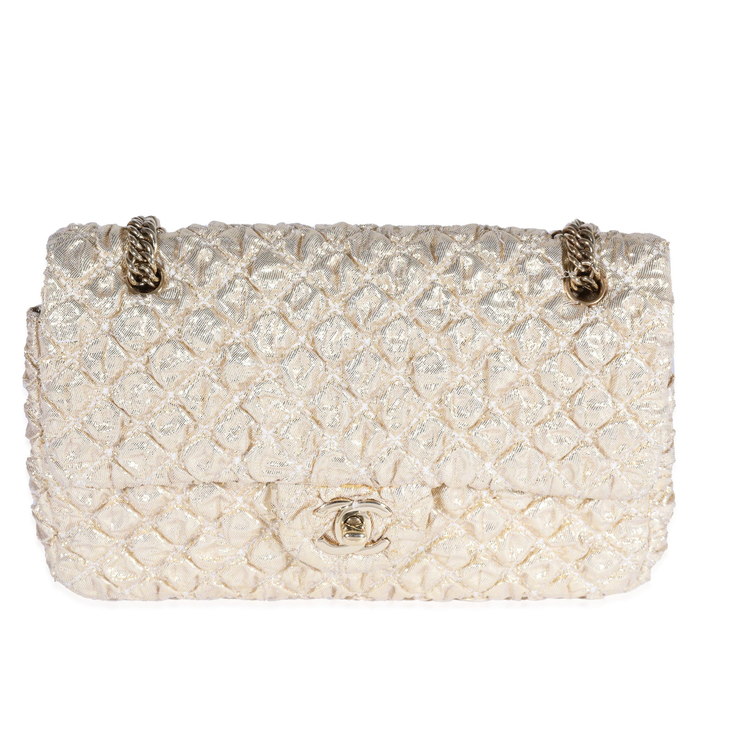 Chanel Gold Metallic Quilted Lamé Flap Bag