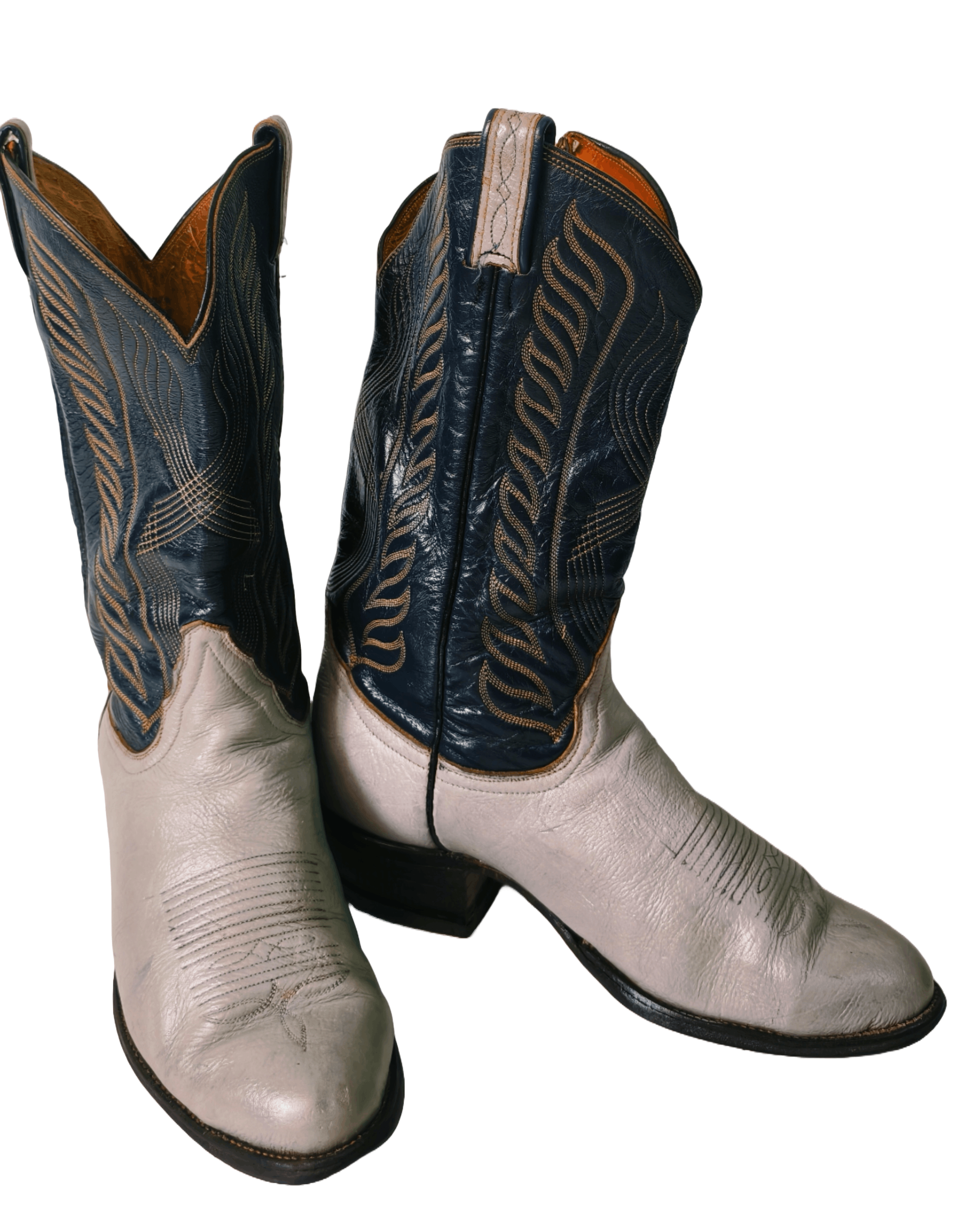 Cowboy Equipment Tony Lama Cowboy Boots Grey/Dark Blue Mens US10EE Style 8056 Size US 10 / EU 43 - 3 Thumbnail