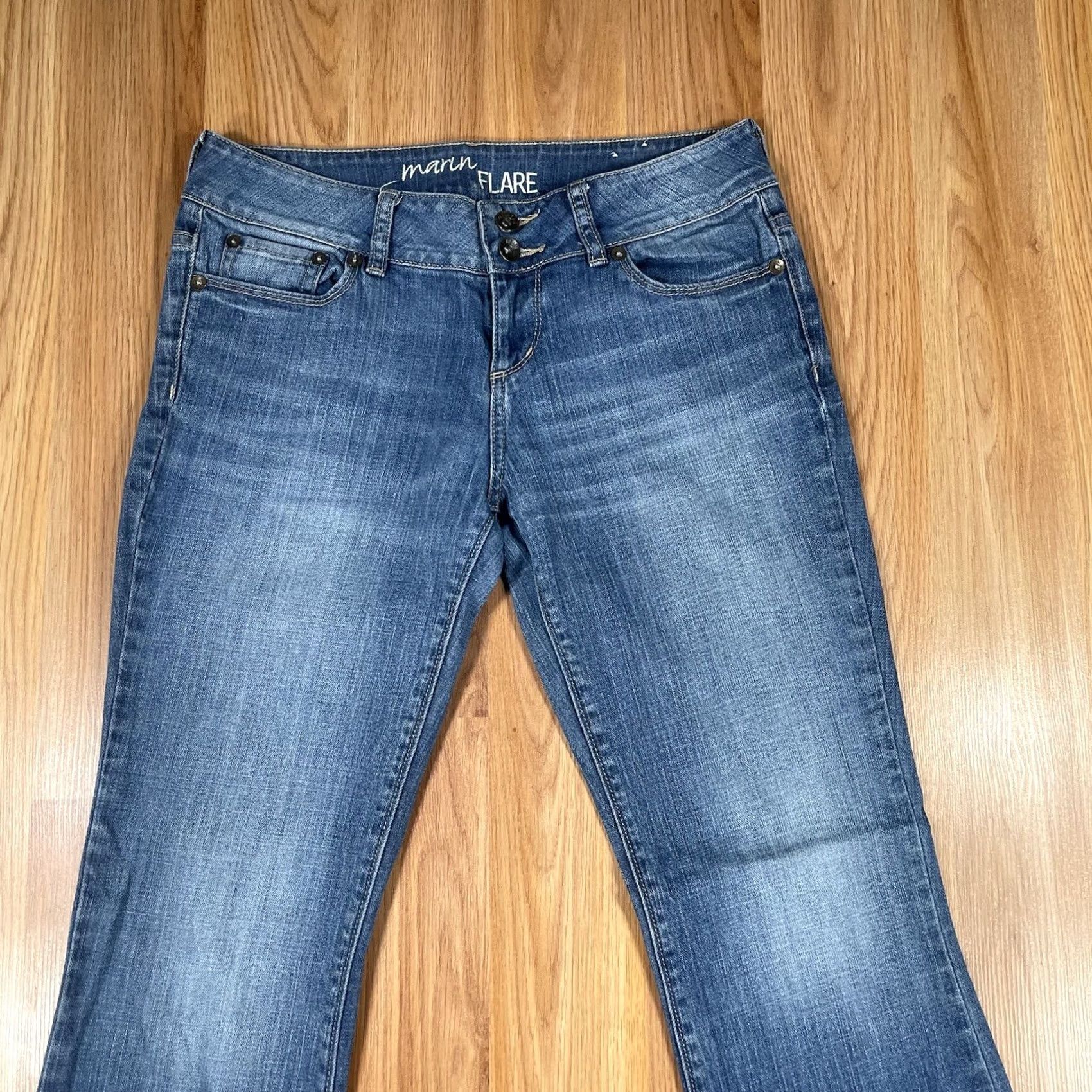 Vintage Bull Head Jeans Womens 9R Marin Flare Leg Mid Rise Stretch Blue Denim Pants Jeans Size 30" / US 8 / IT 44 - 2 Thumbnail