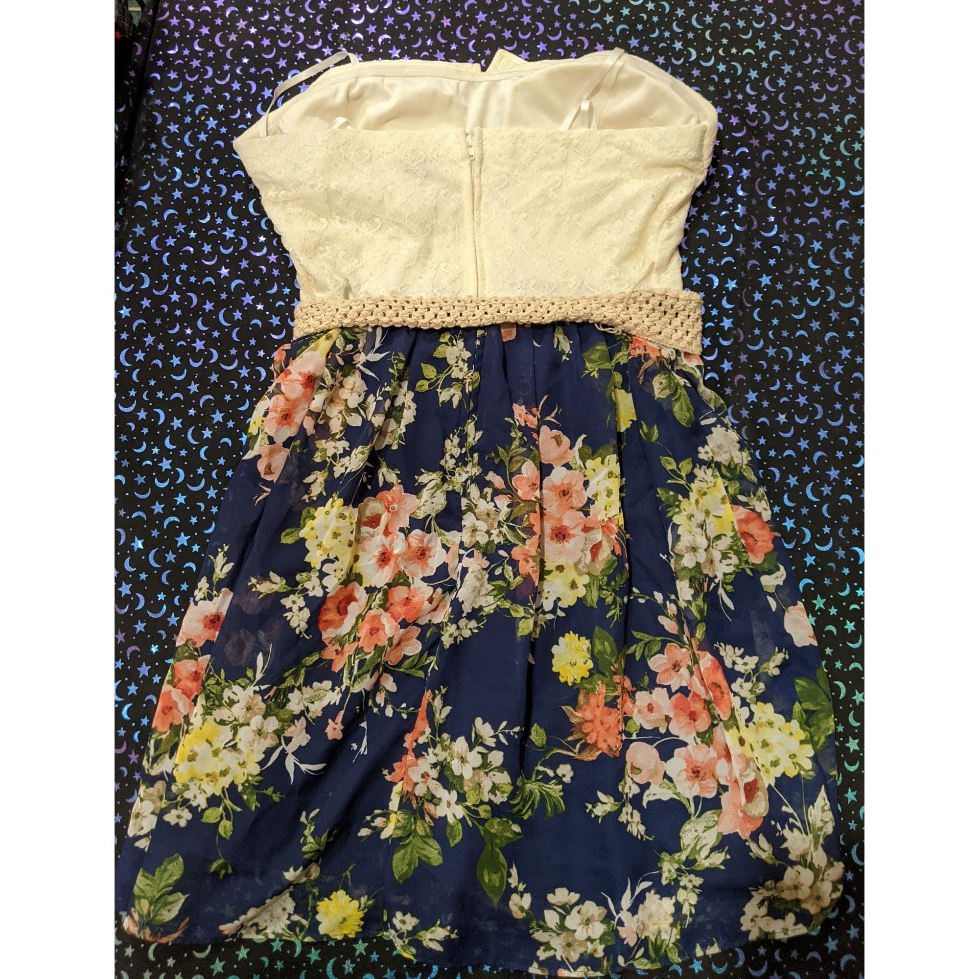 Other City Triangles Cream And Floral Strapless Mini Dress With Be Size XL / US 12-14 / IT 48-50 - 2 Thumbnail