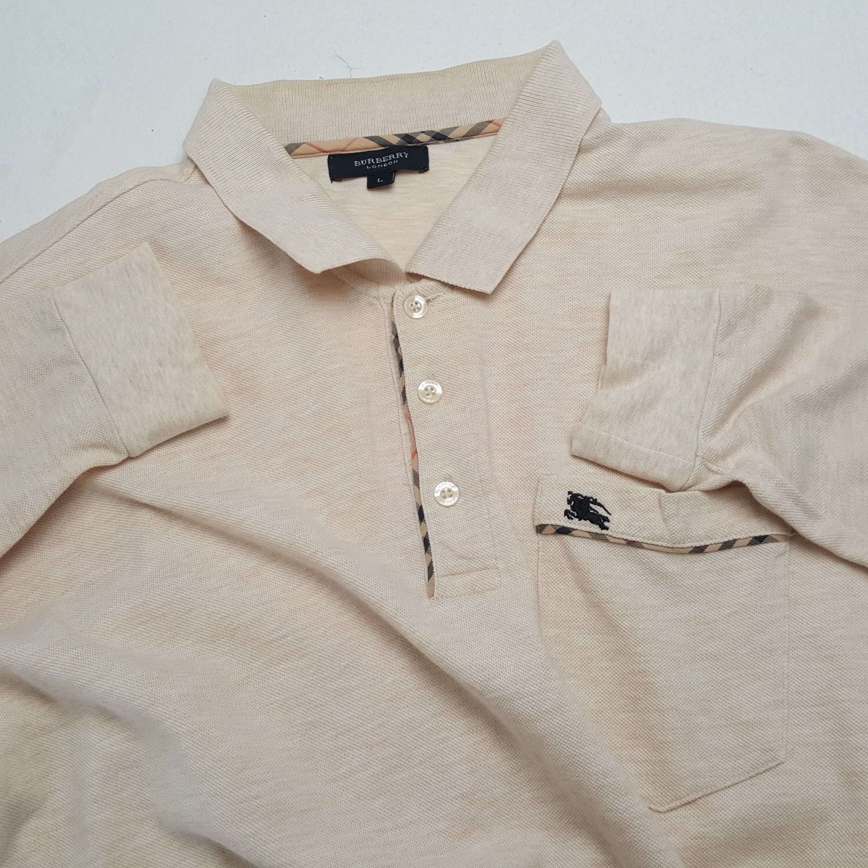 Burberry × Vintage BURBERRY LONDON Pocket Design Casual Custom Art Polos Size US L / EU 52-54 / 3 - 9 Thumbnail