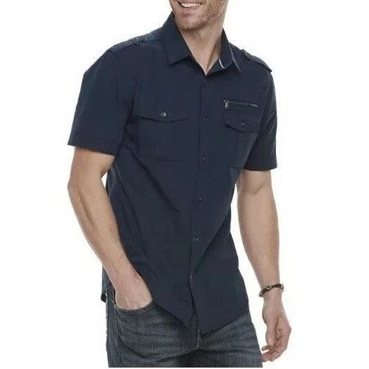 Rock & Republic Rock & Republic Downtown Cool Iconic Button Front Shirt Navy Size US L / EU 52-54 / 3 - 2 Thumbnail