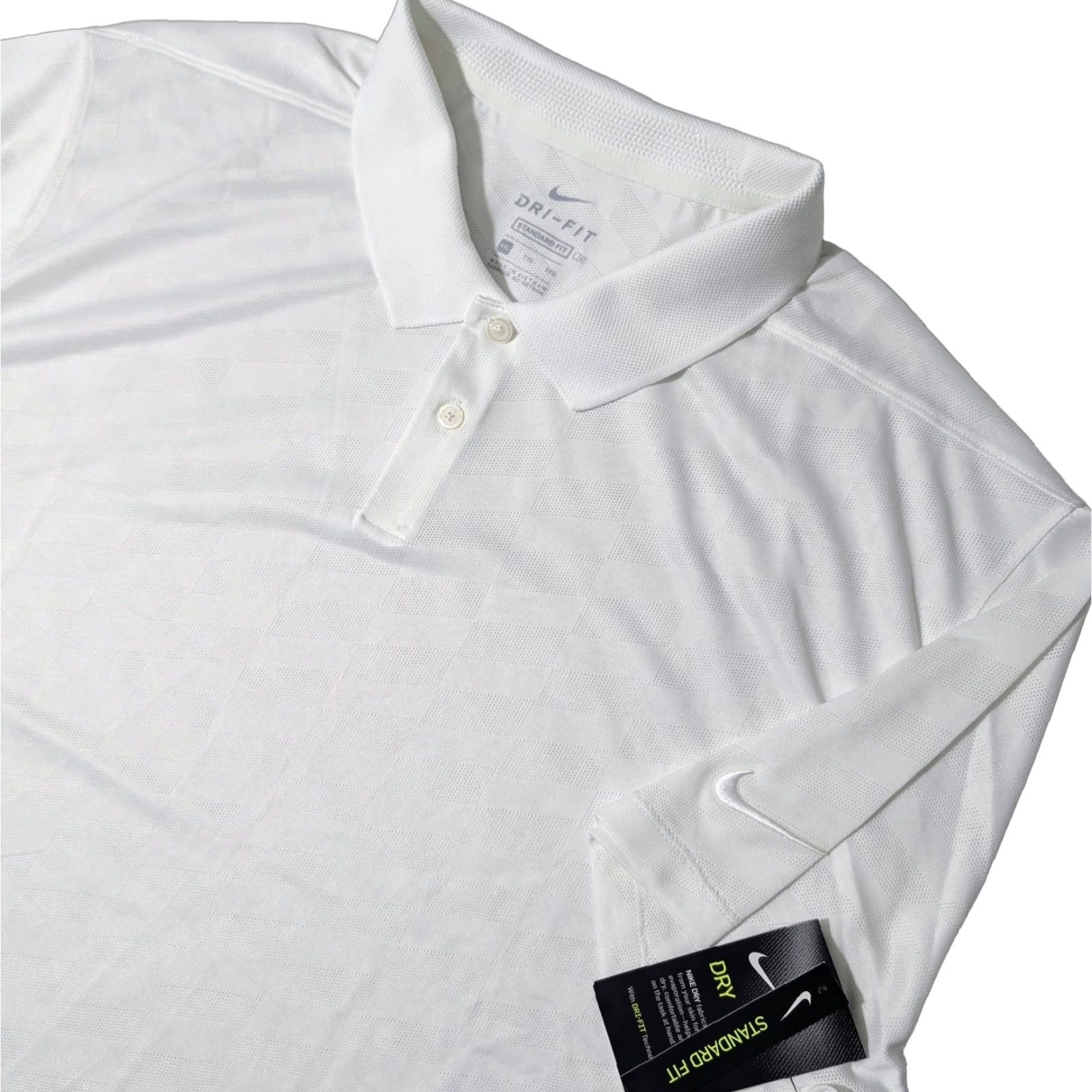 Nike Nike Polo Mens 2XL White Geometric Print Golf Athletic Performance Shirt Size US XXL / EU 58 / 5 - 1 Thumbnail