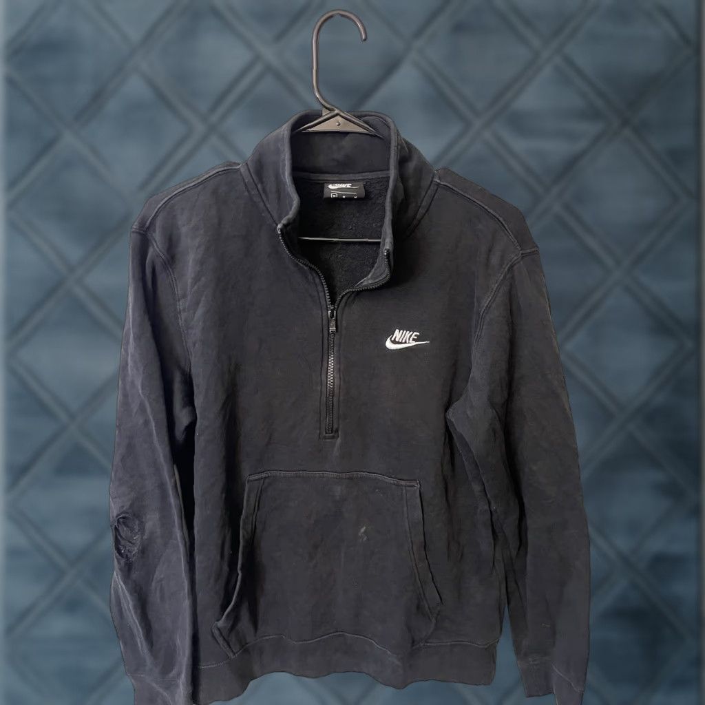 Nike Nike Black 1/2-Zip Jersey Sweatshirt Swoosh Logo Cotton Blend M Men's Pullover Knit Cotton Black 1/2 Zip Size US M / EU 48-50 / 2 - 1 Thumbnail