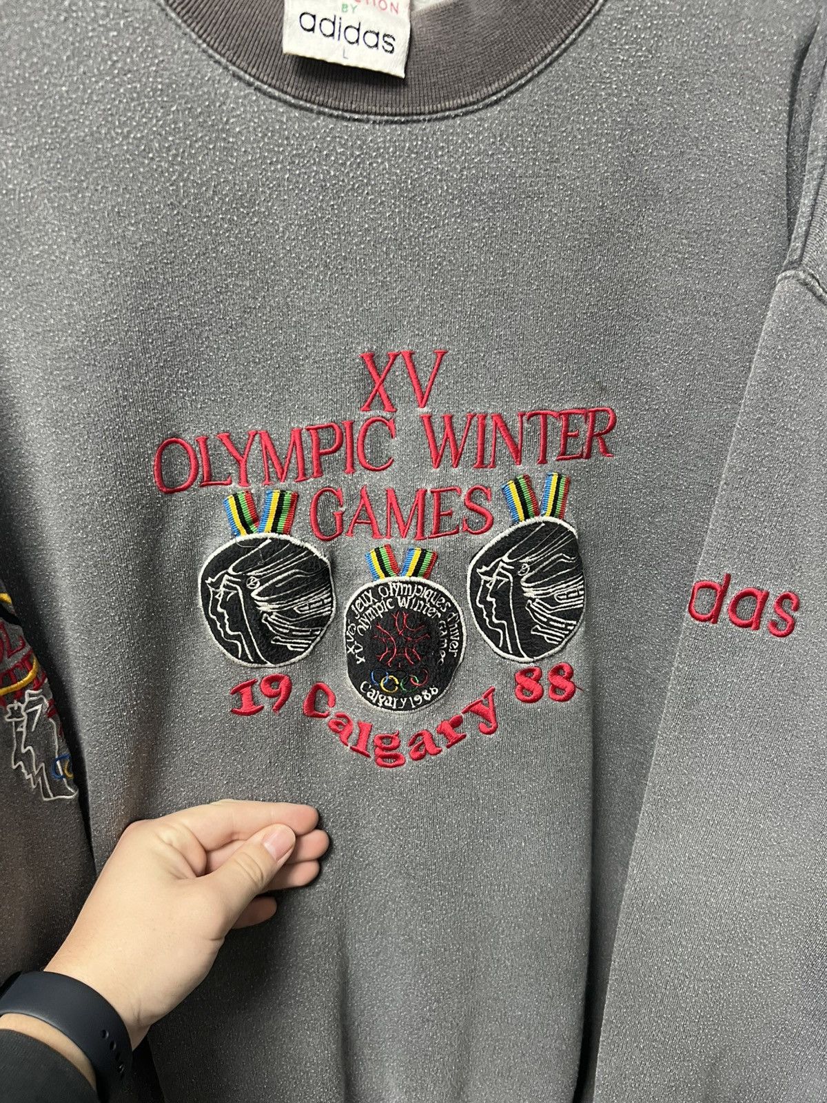 Adidas Adidas 1988 Calgary XV Olympic Winter Games Sweatshirt Rare Size US L / EU 52-54 / 3 - 3 Thumbnail
