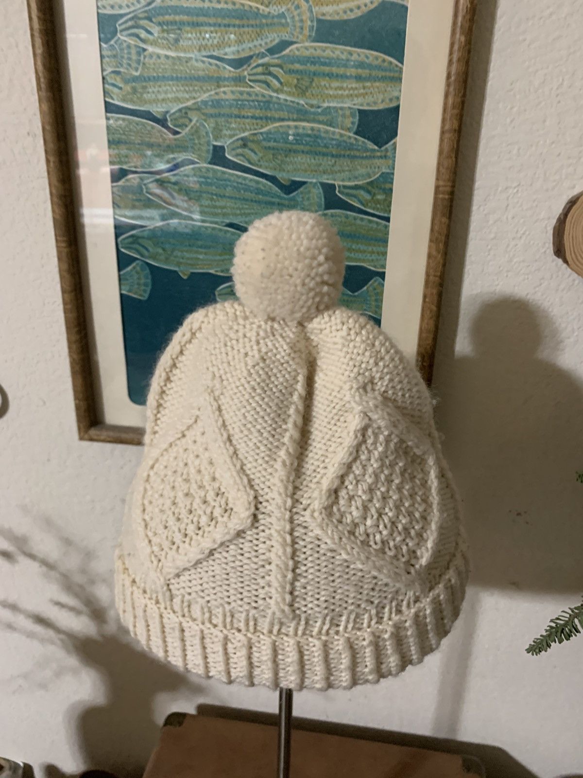Aran Isles Knitwear × Carraig Donn × Vintage Wool Handknit in Ireland Beanie w/ Pom Pom Size ONE SIZE - 3 Thumbnail