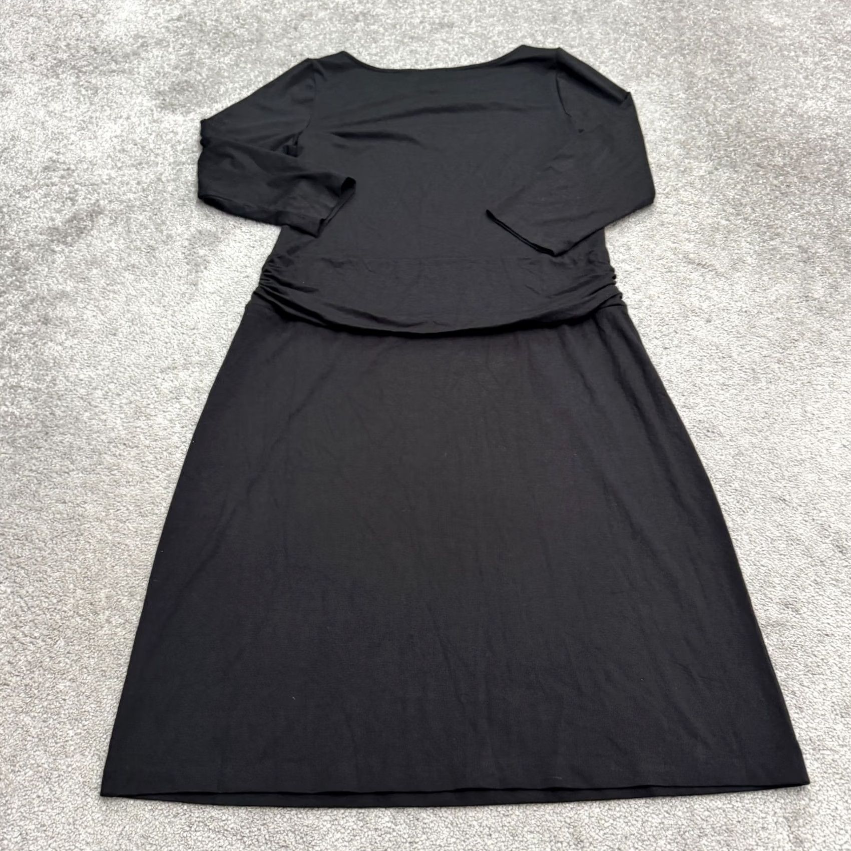 Talbots Talbots Dress 3/4 Sleeve Boat Neck Ruched Jersey Midi Womens Large Black NWT Size L / US 10 / IT 46 - 2 Thumbnail