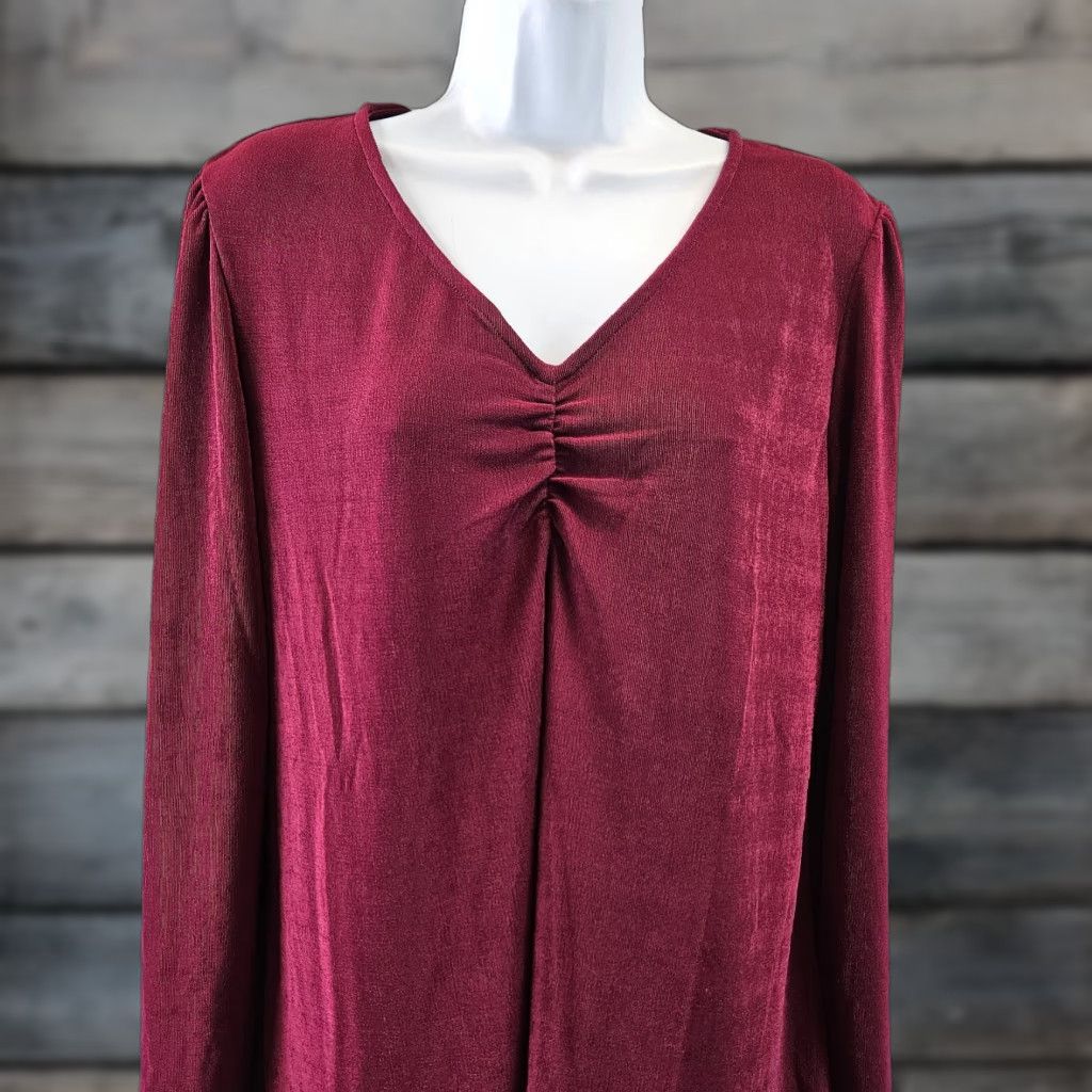 Vintage Maurices Womens Top L Burgundy Long Sleeve V-Neck Shirt Blouse Women's Size L / US 10 / IT 46 - 1 Thumbnail