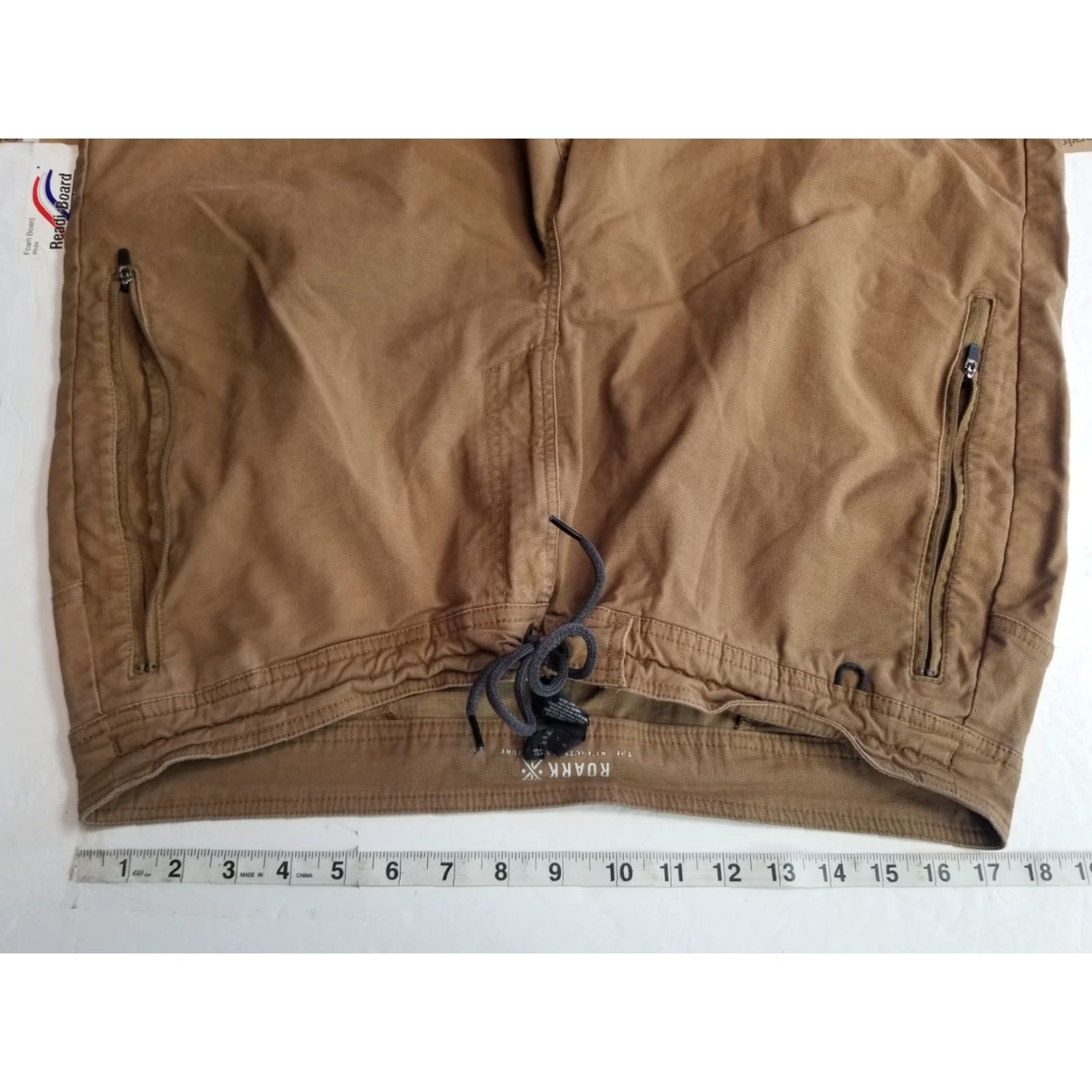 Vintage Roark Shorts Mens 36 Brown Cutoff Chino Style Drawstring Adjustable Waist Breathable Regular Fit Utility Size US 36 / EU 52 - 3 Thumbnail