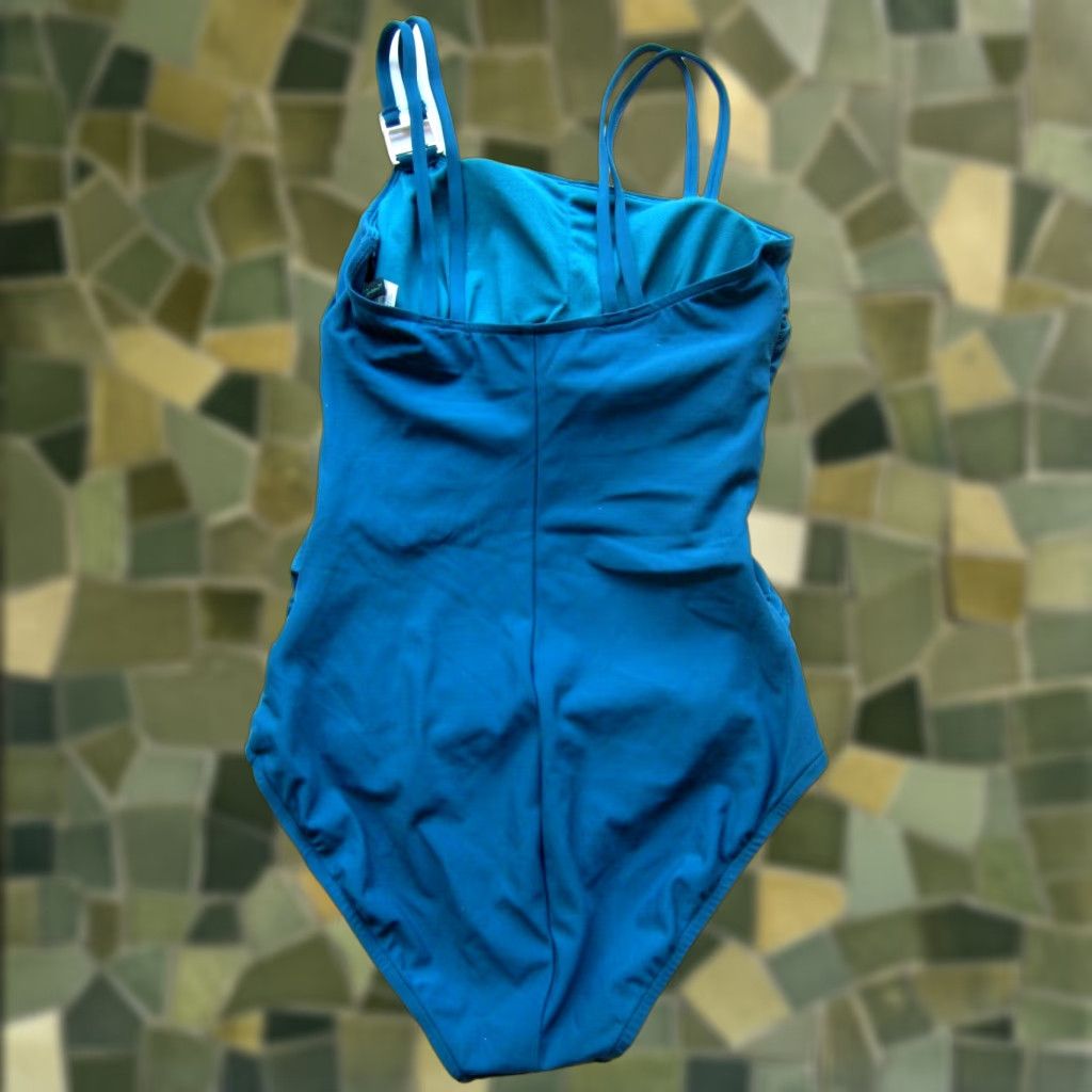 AQUA New Aqua Green Jade Green Silver Double Strap One Piece Swimsuit Women Medium Size ONE SIZE - 1 Thumbnail