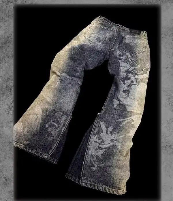 VIBE Heavy wash zippered jeans with bootcut Gods print Size US 34 / EU 50 - 3 Thumbnail