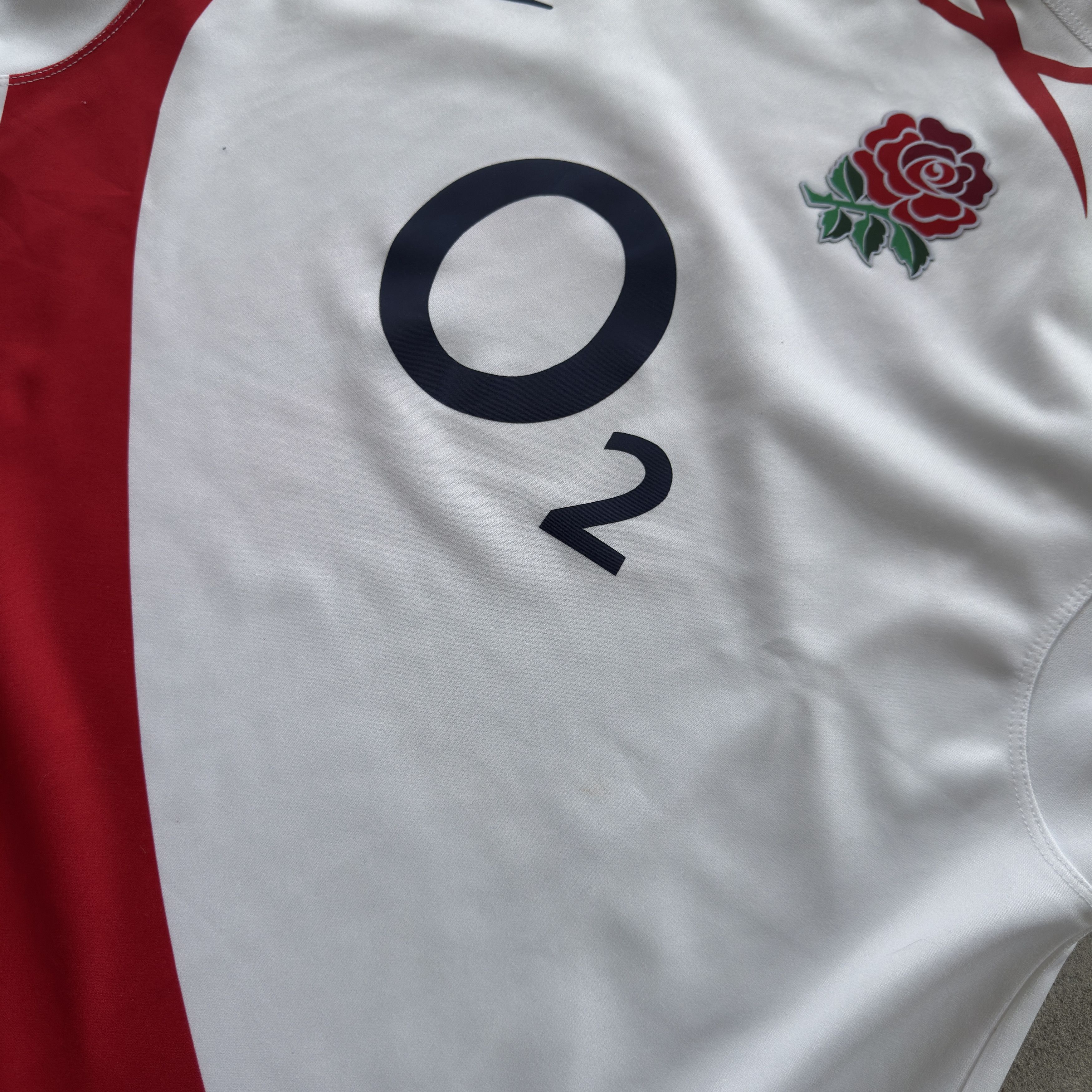 Nike Nike England Rugby O2 Vintage Jersey Shirt White Red XL Size US XL / EU 56 / 4 - 4 Thumbnail