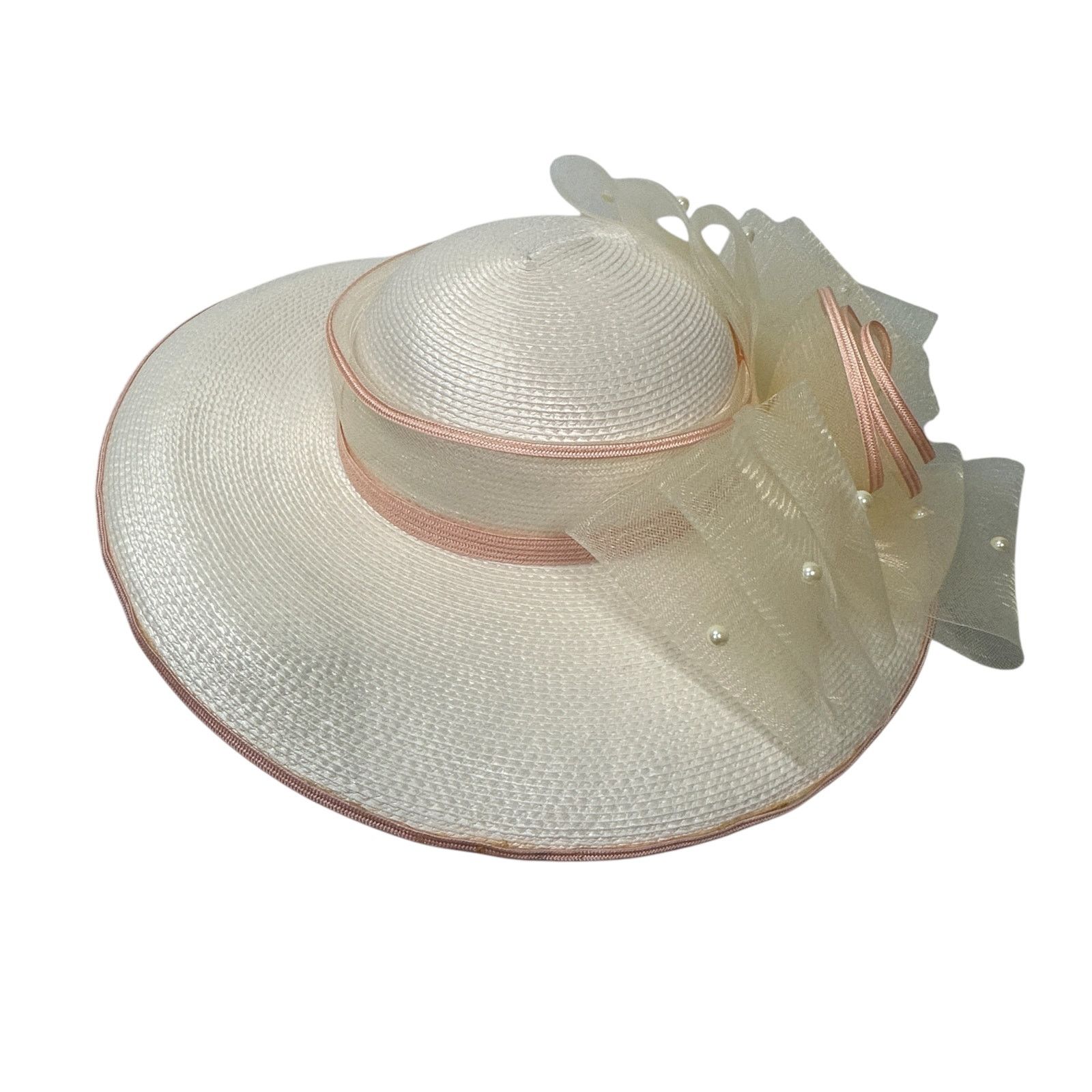 Vintage Vintage Mr. Hi's Ivory Peach Wide Brimmed Church Derby Hat Size ONE SIZE - 6 Thumbnail