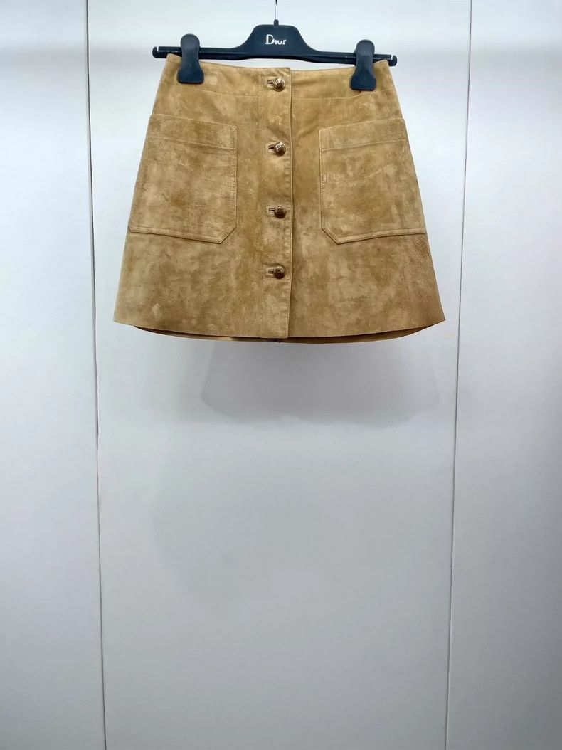 Dior Dior Khaki suede skirt 2504-Nextarrow Size 24" / US 00 / IT 34 - 1 Thumbnail