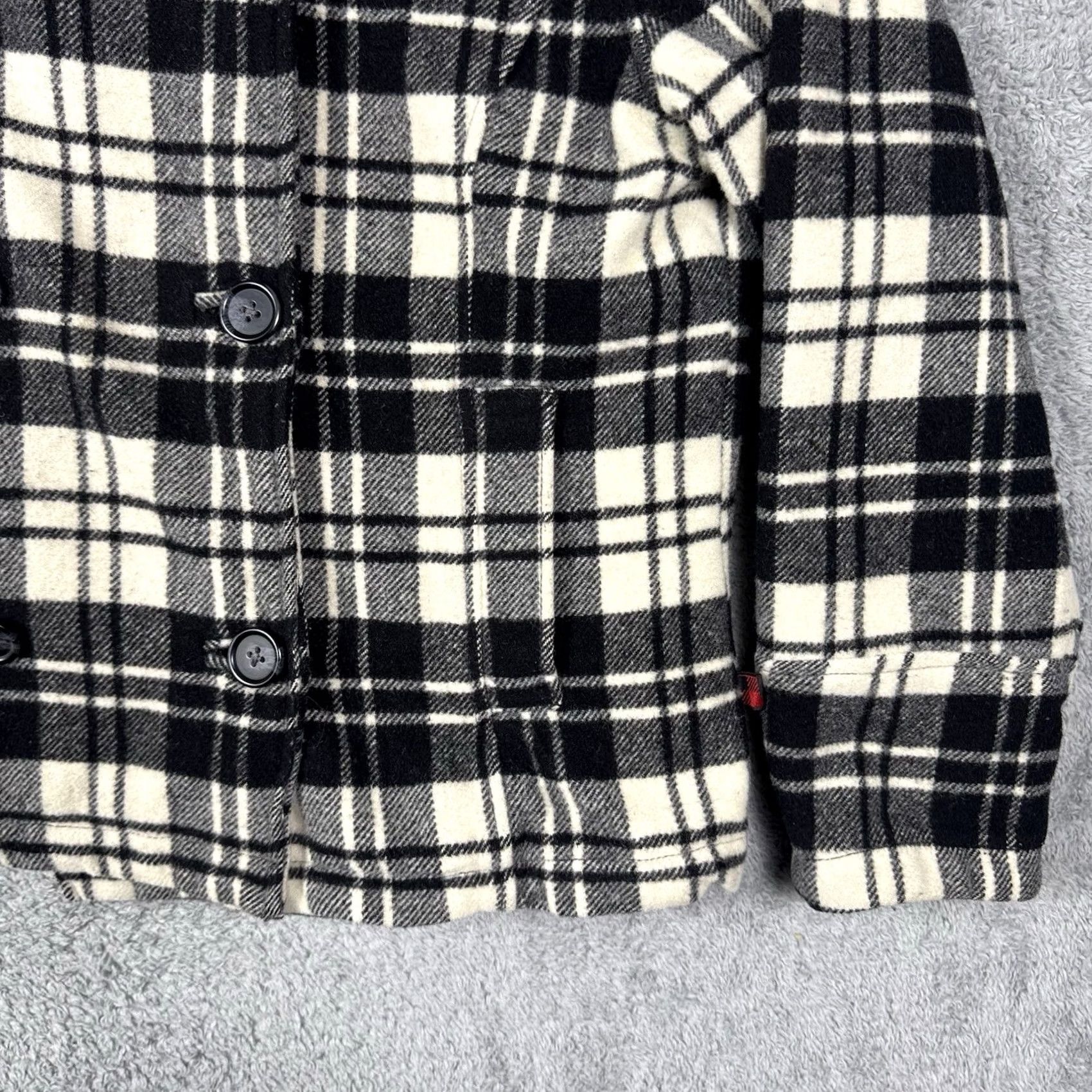 Vintage Woolrich Peacoat Women M Double Breasted Plaid Wool Jacket Winter 15421 Size M / US 6-8 / IT 42-44 - 3 Thumbnail