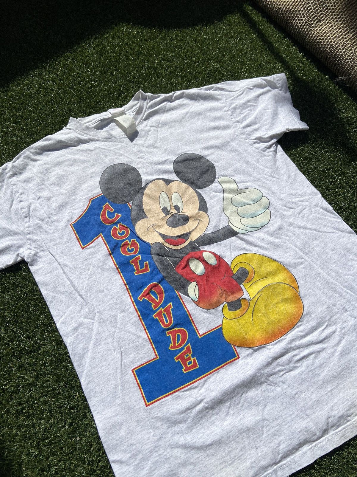 Disney × Vintage VTG 90’s Mickey Mouse Cool Dude Grey Tee Size US XL / EU 56 / 4 - 3 Thumbnail