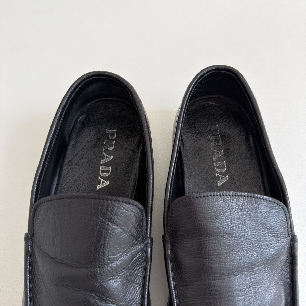 Prada Tumbled Black Leather ‘Low Profile’ Loafers Size US 9 / EU 42 - 6 Thumbnail