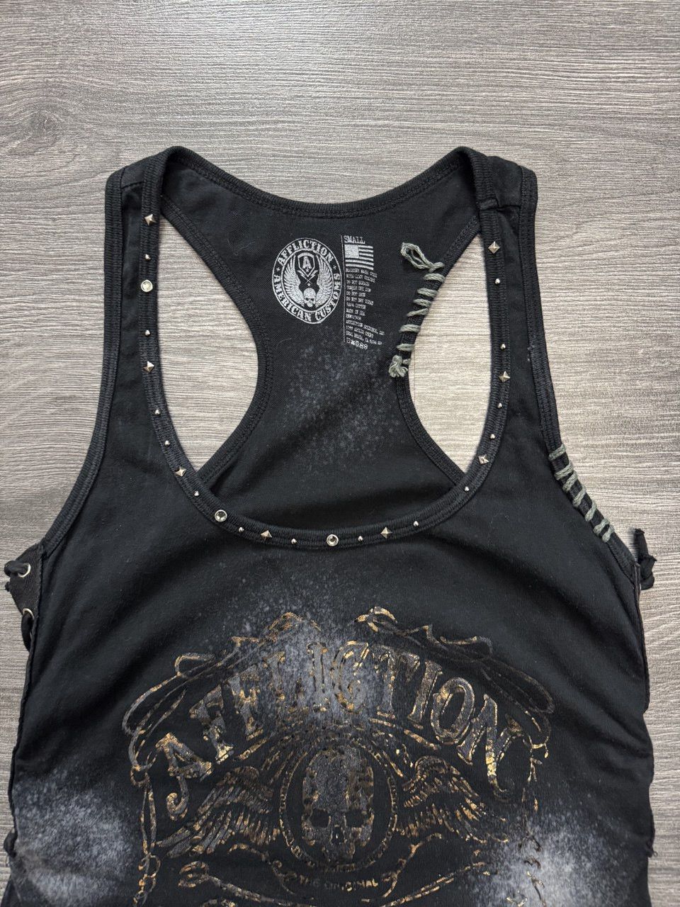 Affliction Vintage Y2K Affliction Rhinestone Lace-Up Grunge Tank Top Size S / US 4 / IT 40 - 4 Thumbnail