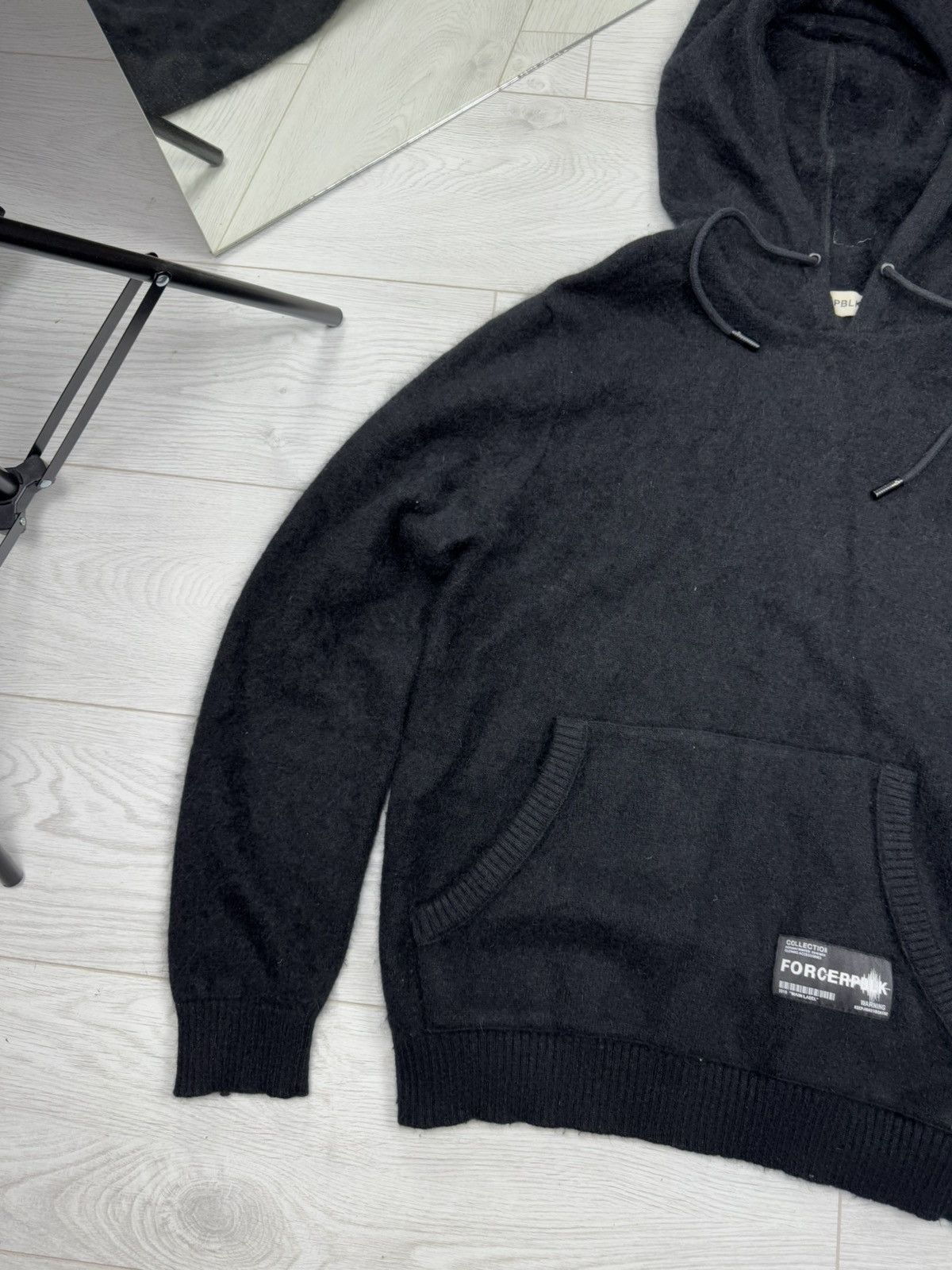 Japanese Brand Forcerepublik Black Wool Hoodie Oversized Size US XXL / EU 58 / 5 - 6 Thumbnail