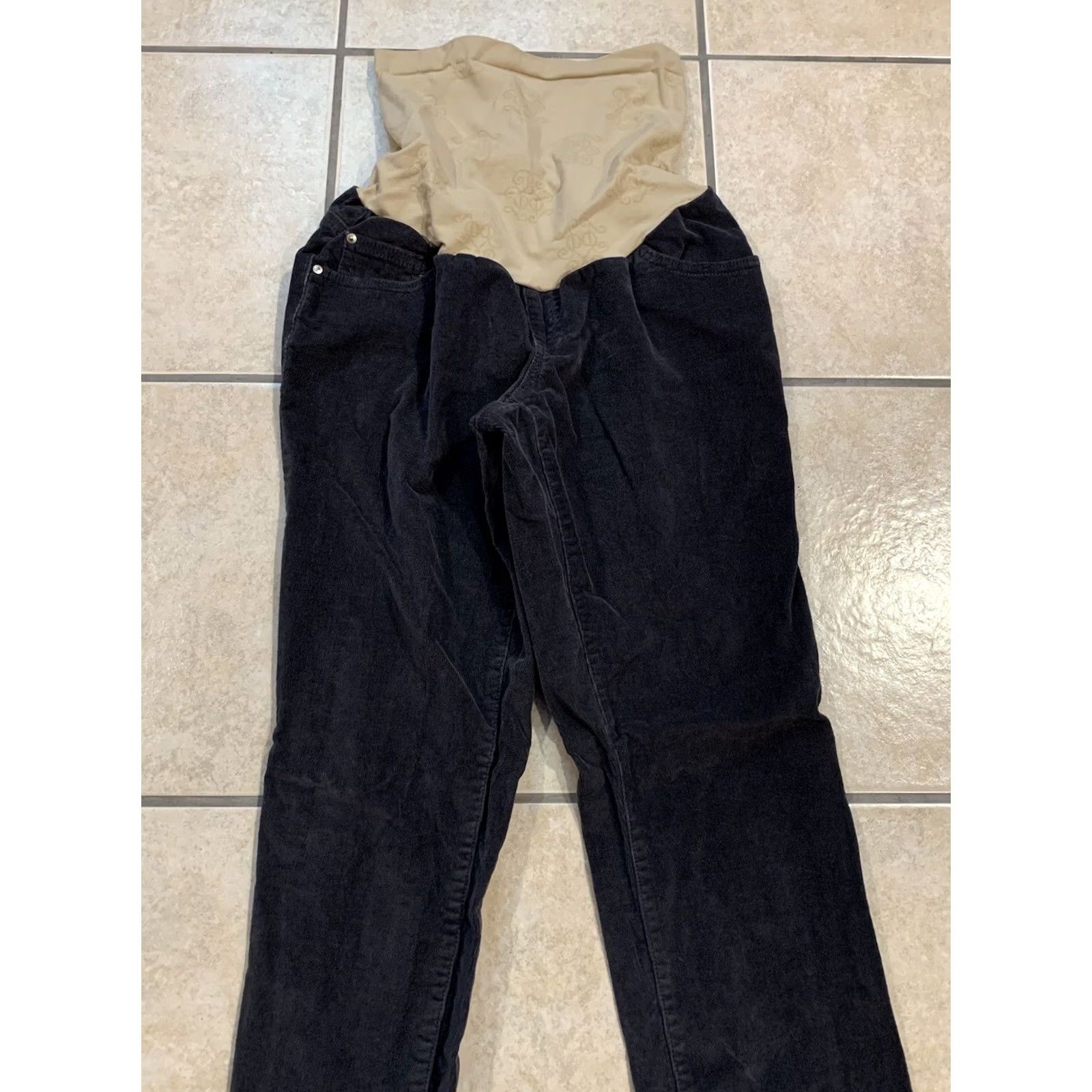 Jessica Simpson VINTAGE Jessica Simpson Maternity Corduroy Pants Gray Women’s S 25x28 Slimming Pockets Embroidered Logo Cotton Spandex Fall Winter Slimming Size 28" / US 6 / IT 42 - 3 Thumbnail