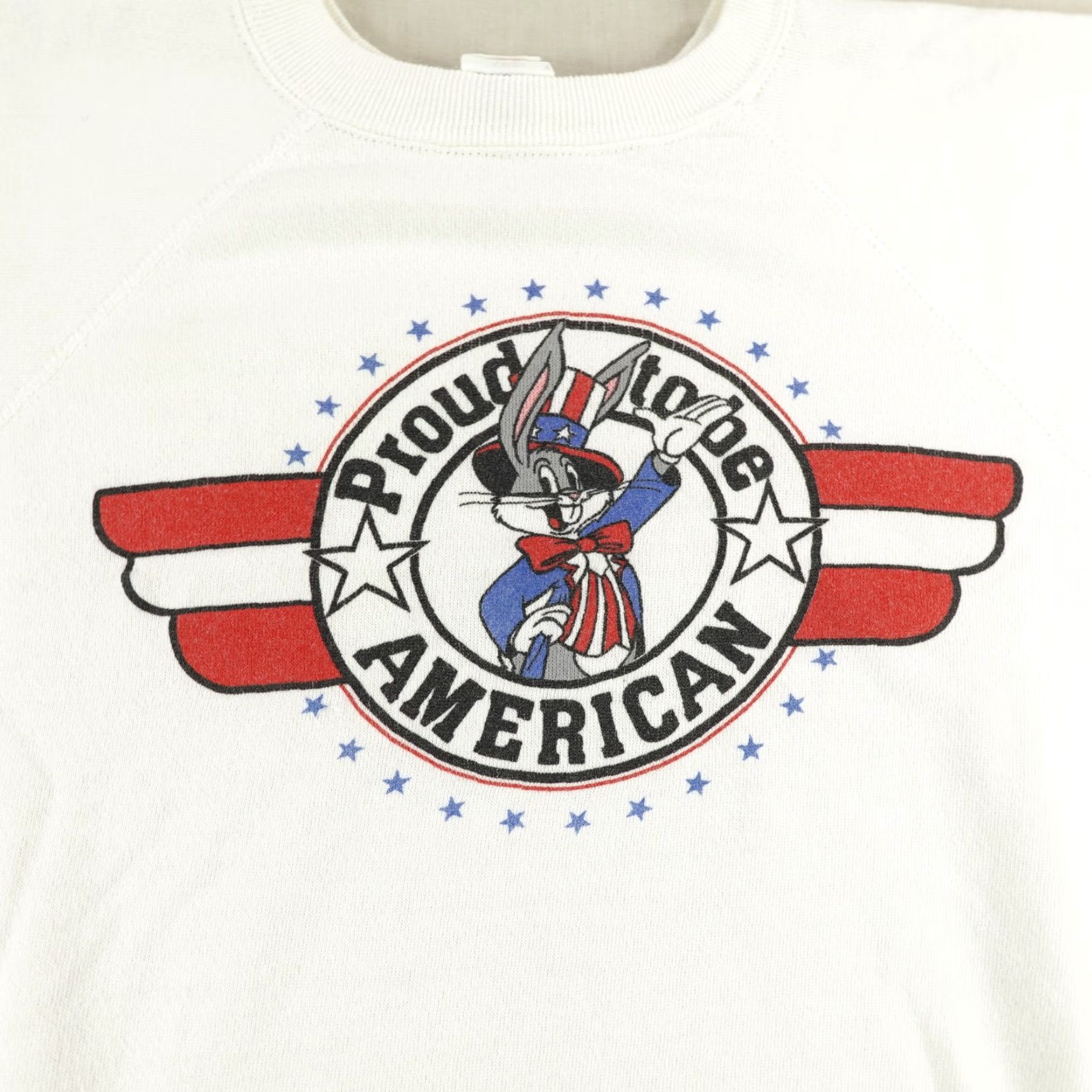 Vintage Vintage Bugs Bunny Sweatshirt Proud To Be American Artex USA 90s Mens Large White Size US L / EU 52-54 / 3 - 2 Thumbnail