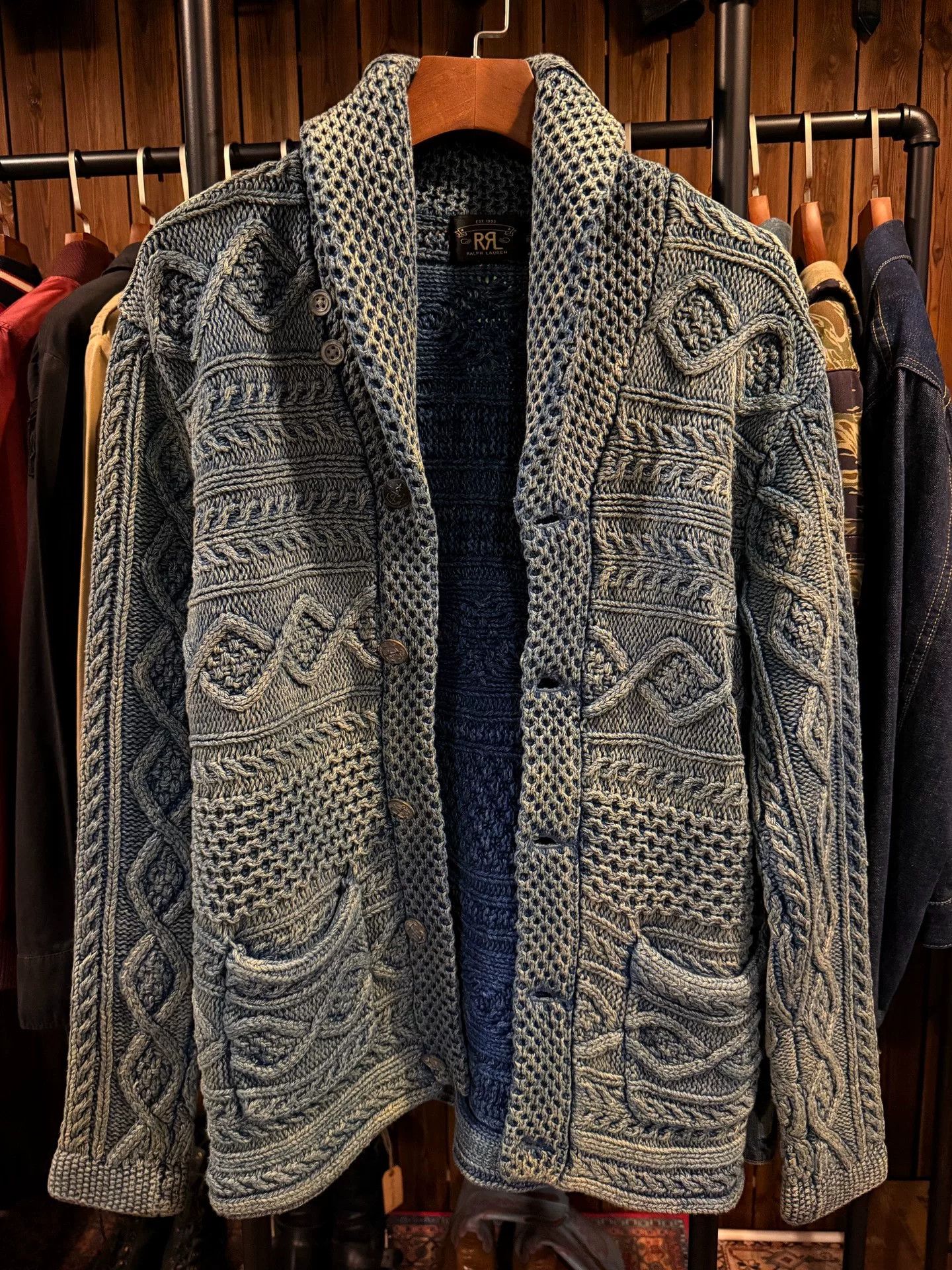 RRL Ralph Lauren RRL Blue Dyed Knit Sweater Coat Size US XS / EU 42 / 0 - 1 Thumbnail